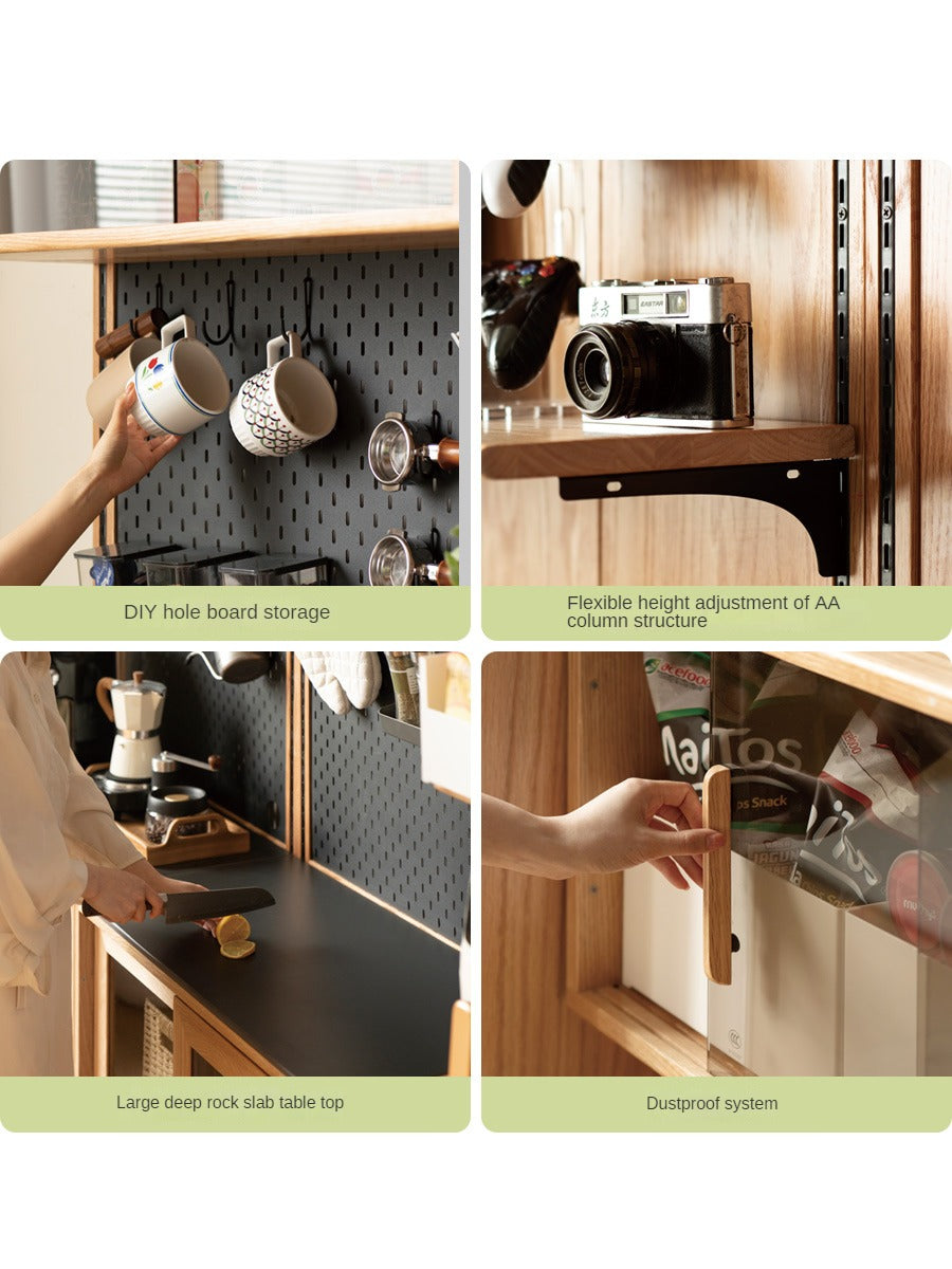 Oak Solid Wood Wall Hanging System & Storage Rack Combo - Durable Wooden Shelf Organizer for Kitchen, Bathroom, Bedroom & Office Storage Solutions