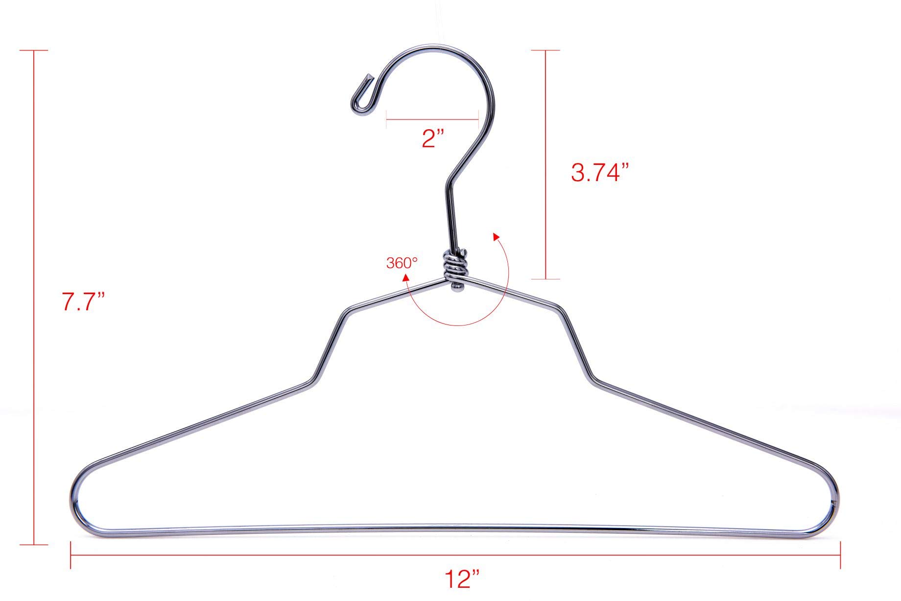 100-Pack Heavy Duty Stainless Steel Swivel Hook Metal Hangers for Clothes, Jackets, Shirts, Pants & Suits - 12