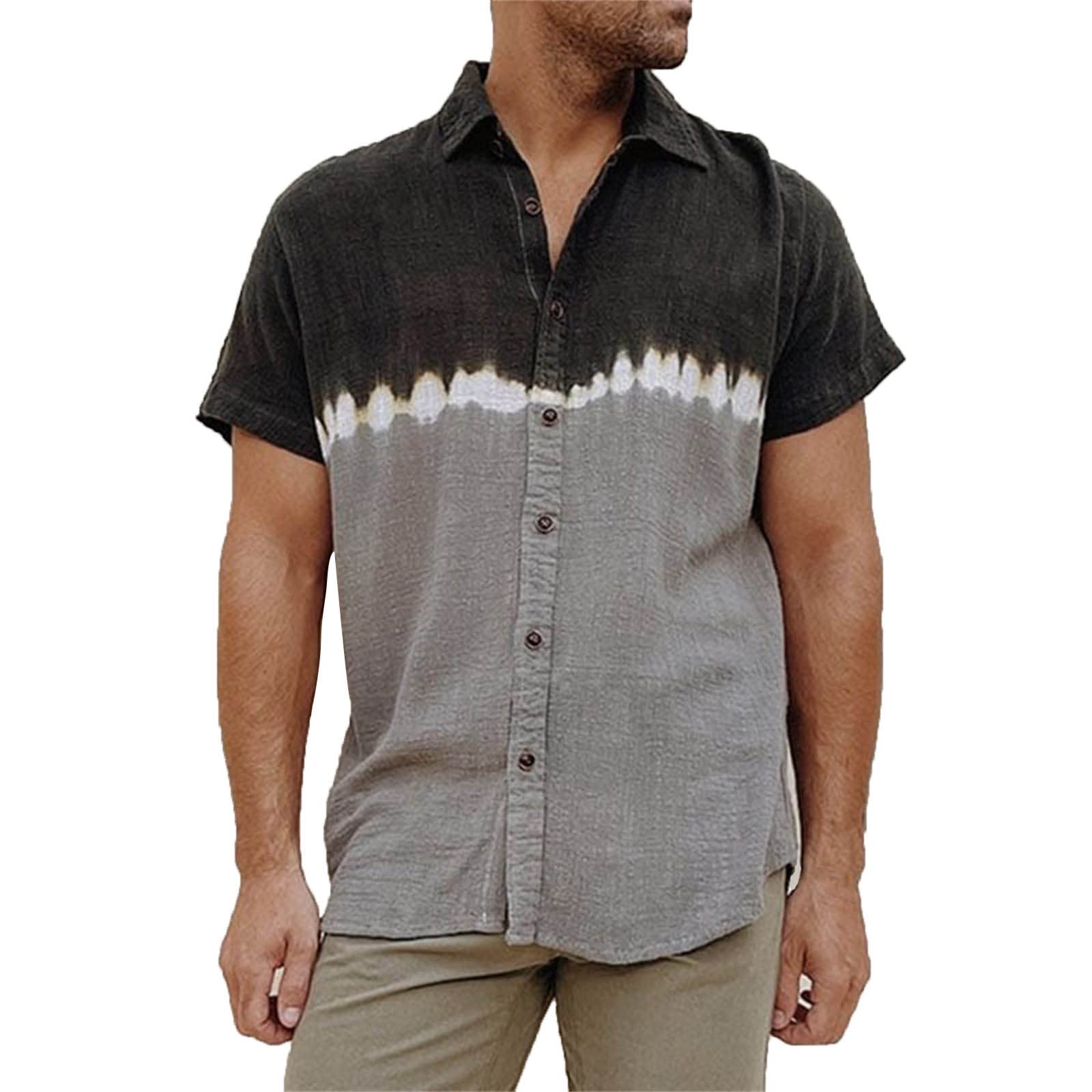 Men's Linen Short Sleeve Shirt - Breathable Cotton Blend Casual & Business Shirt for Summer | Regular Fit Beach Shirt in Black, Size XL | Perfect for Vacation, Office Wear & Outdoor Activities