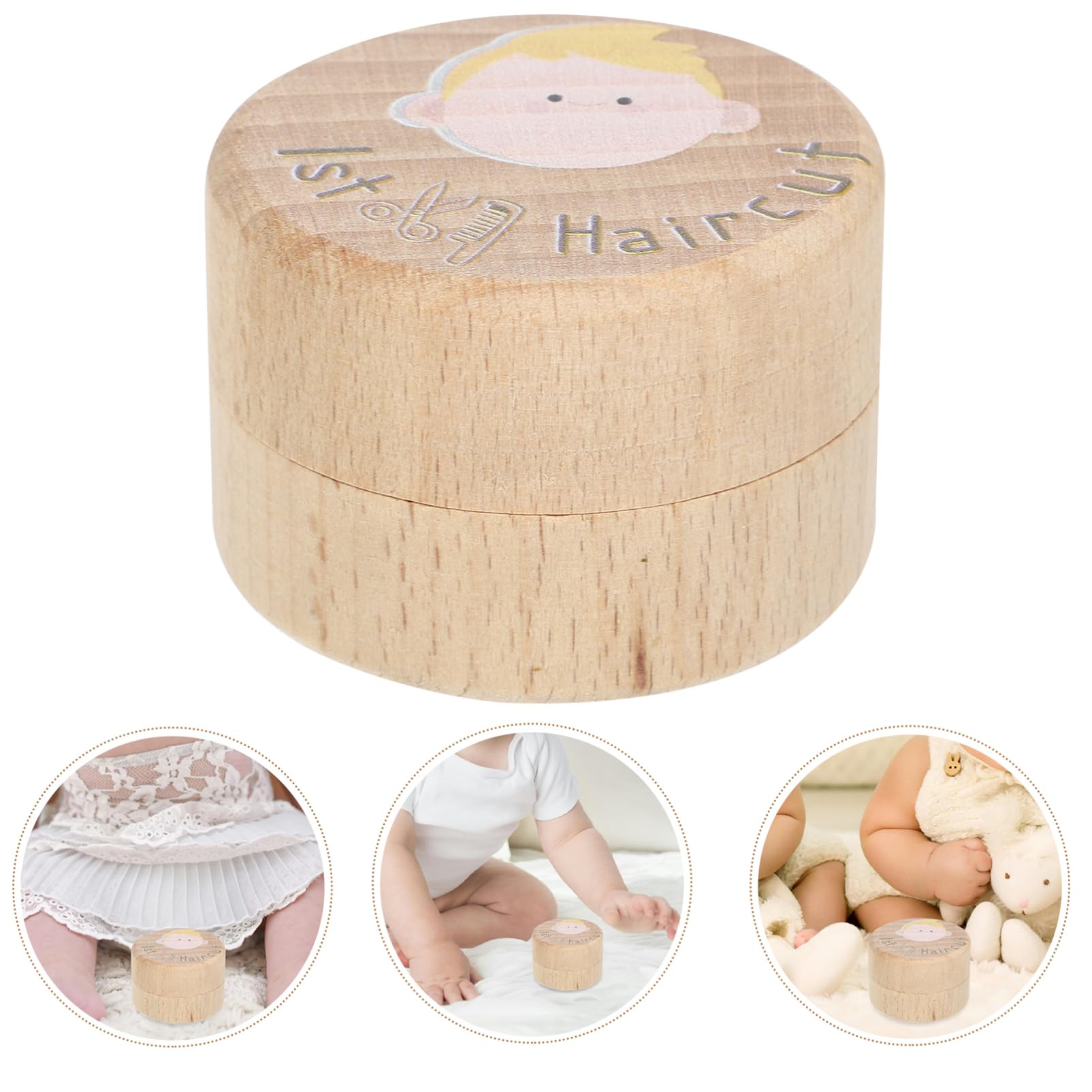 GLSTOY Wooden Keepsake Box for Baby's First Tooth, Lock of Hair & First Curl - Baby Memory Box, Kids Treasure Chest for Milestone Preservation - Perfect for Christening, Birthday & Family Heirlooms