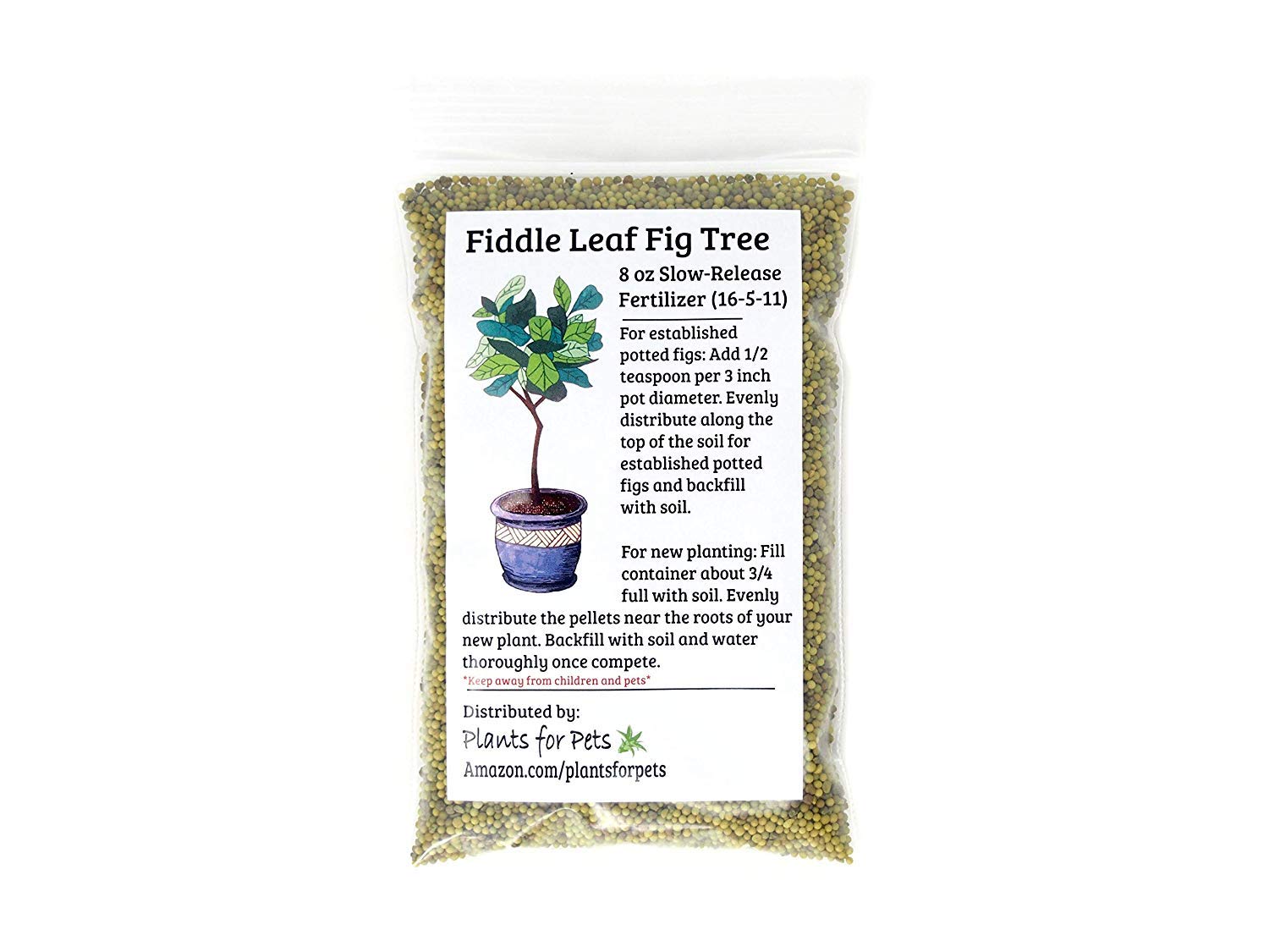Fiddle Leaf Fig Tree Fertilizer Slow-Release Pellets - Ficus Lyrata Plant Food for Healthy Leaves & Strong Branches - Best Indoor Potted Tree Care Treatment by Aquatic Arts - Perfect for Living Room, Office & Home Decor Plants