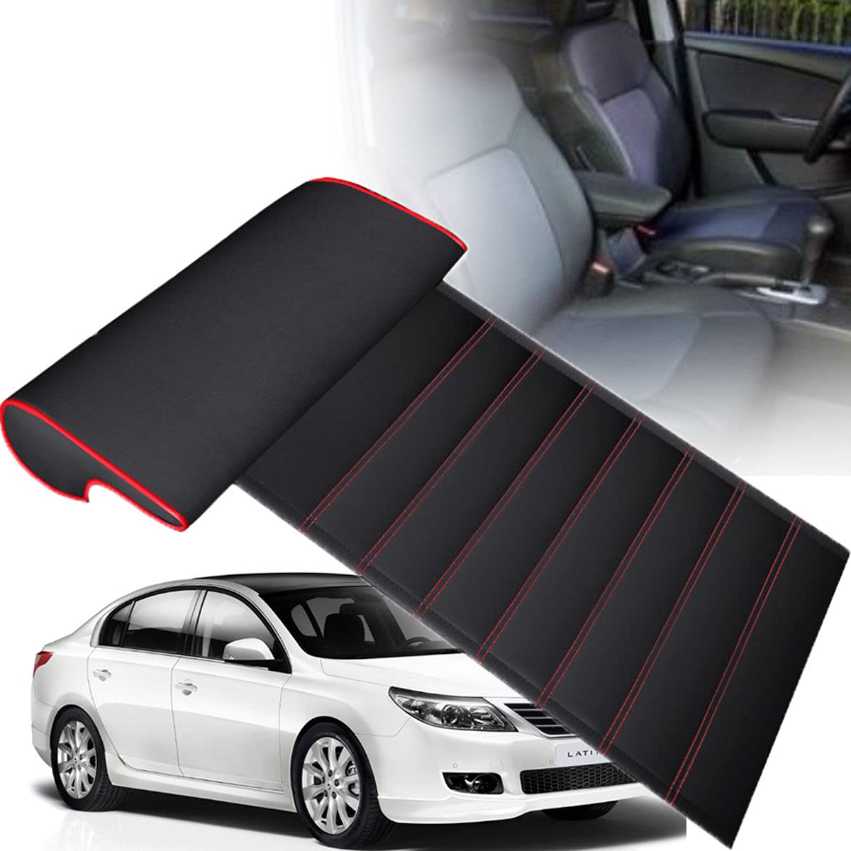 **Car Leg Support Pillow for Long-Distance Driving - Comfortable Seat Cushion & Elevated Leg Rest - Relieves Leg Pain, Improves Posture - Perfect for Road Trips & Travel (Red & Black Stripe)**