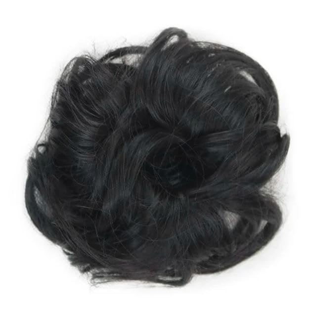 Messy Bun Hair Piece - Brown Synthetic Hair Extension for Women | Wavy Ponytail Wig with Elastic Band | Perfect for Updos, Chignons & Casual Everyday Hairstyles