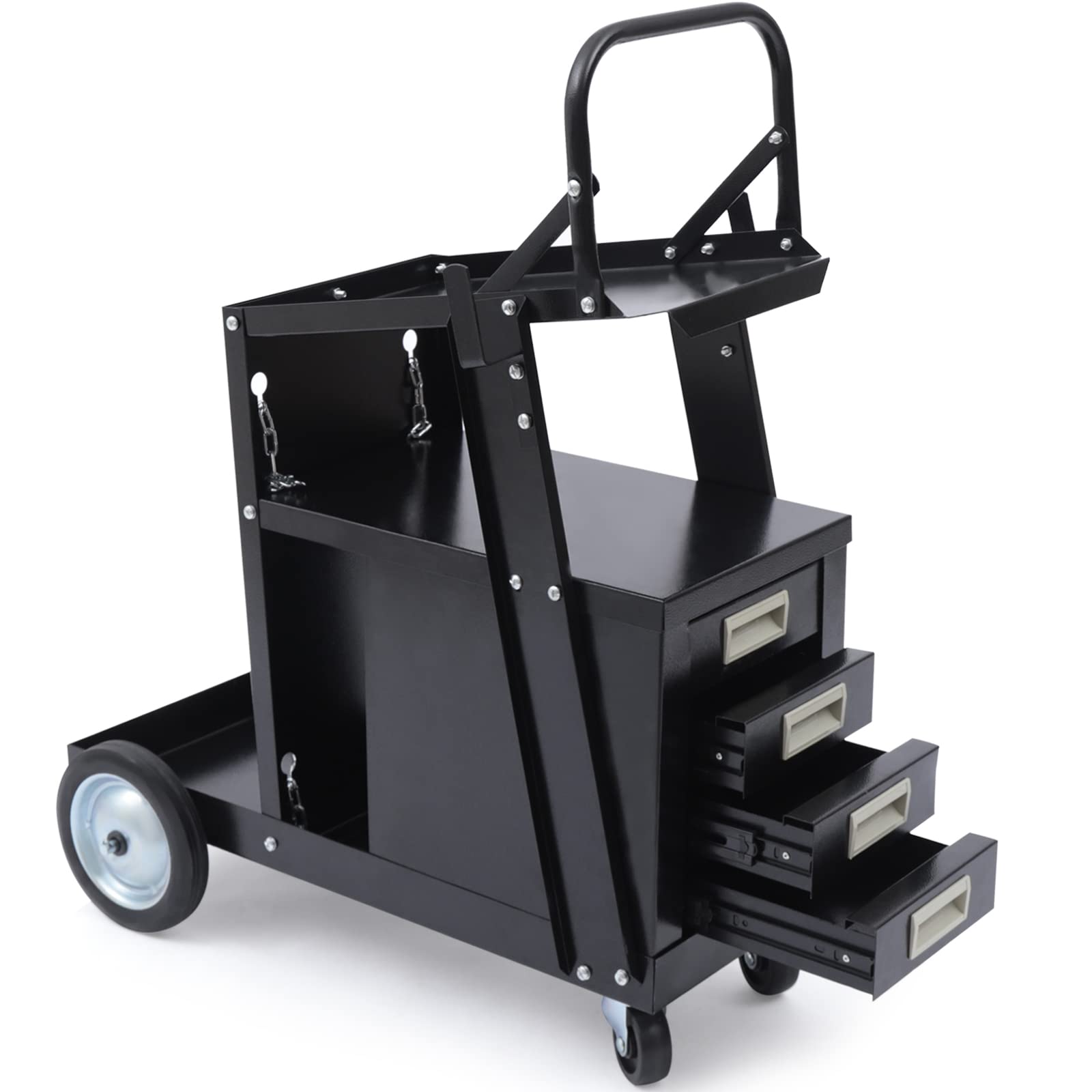 4 Drawer Welding Cart with Wheels - Heavy Duty 176 lbs Capacity Tool Storage Cabinet for Welder & Plasma Cutter - Mobile Workshop Organizer for Garage, Metal Fabrication and DIY Projects