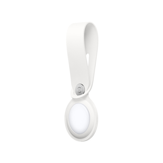 Apple AirTag Holder - White Leather Keychain for AirTag - Perfect for Keys, Bags & Luggage Tracking