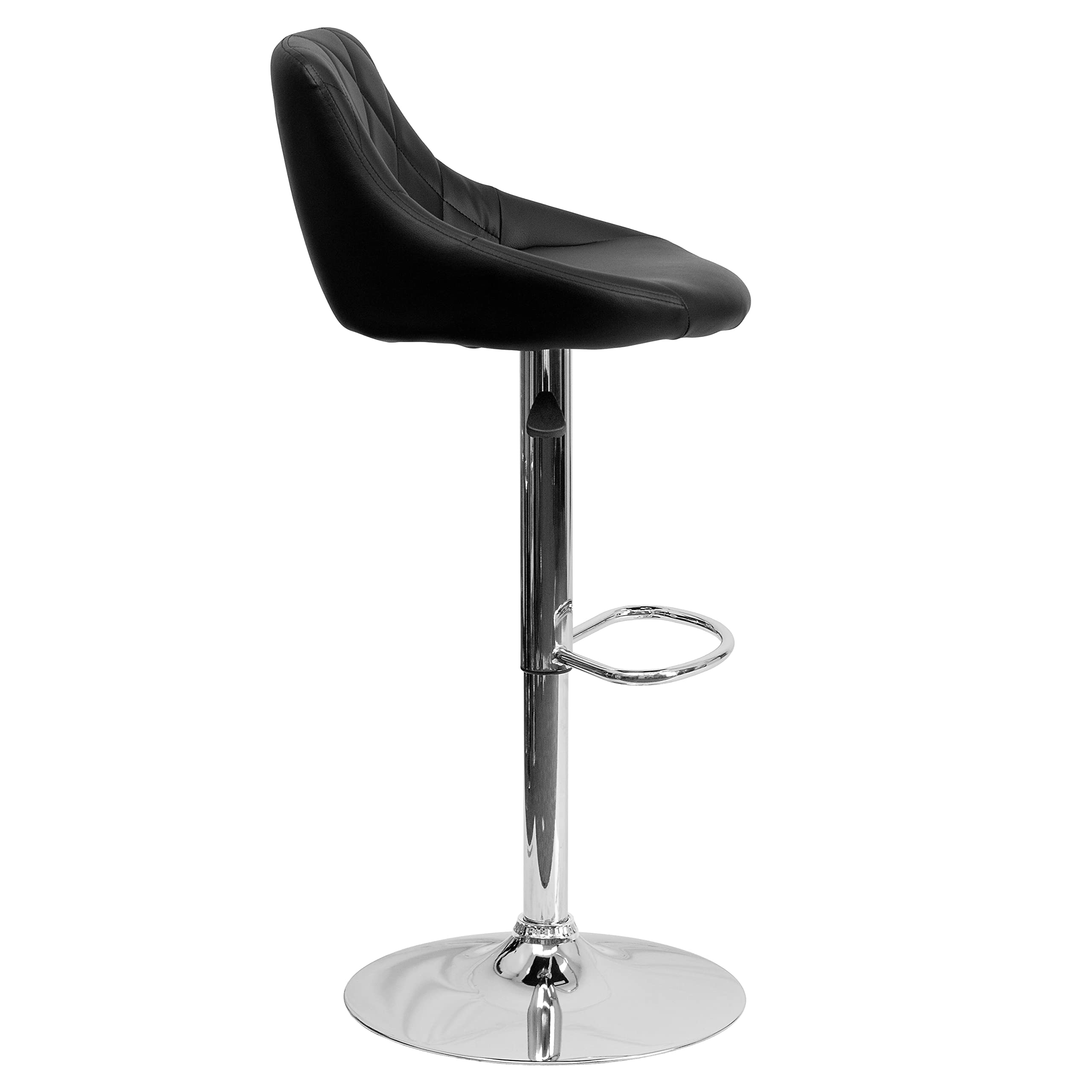 Flash Furniture Adjustable Height Barstool - Contemporary Black Vinyl Bucket Seat with Diamond Pattern Back & Chrome Base - Perfect for Kitchen Islands, Home Bars & Countertops