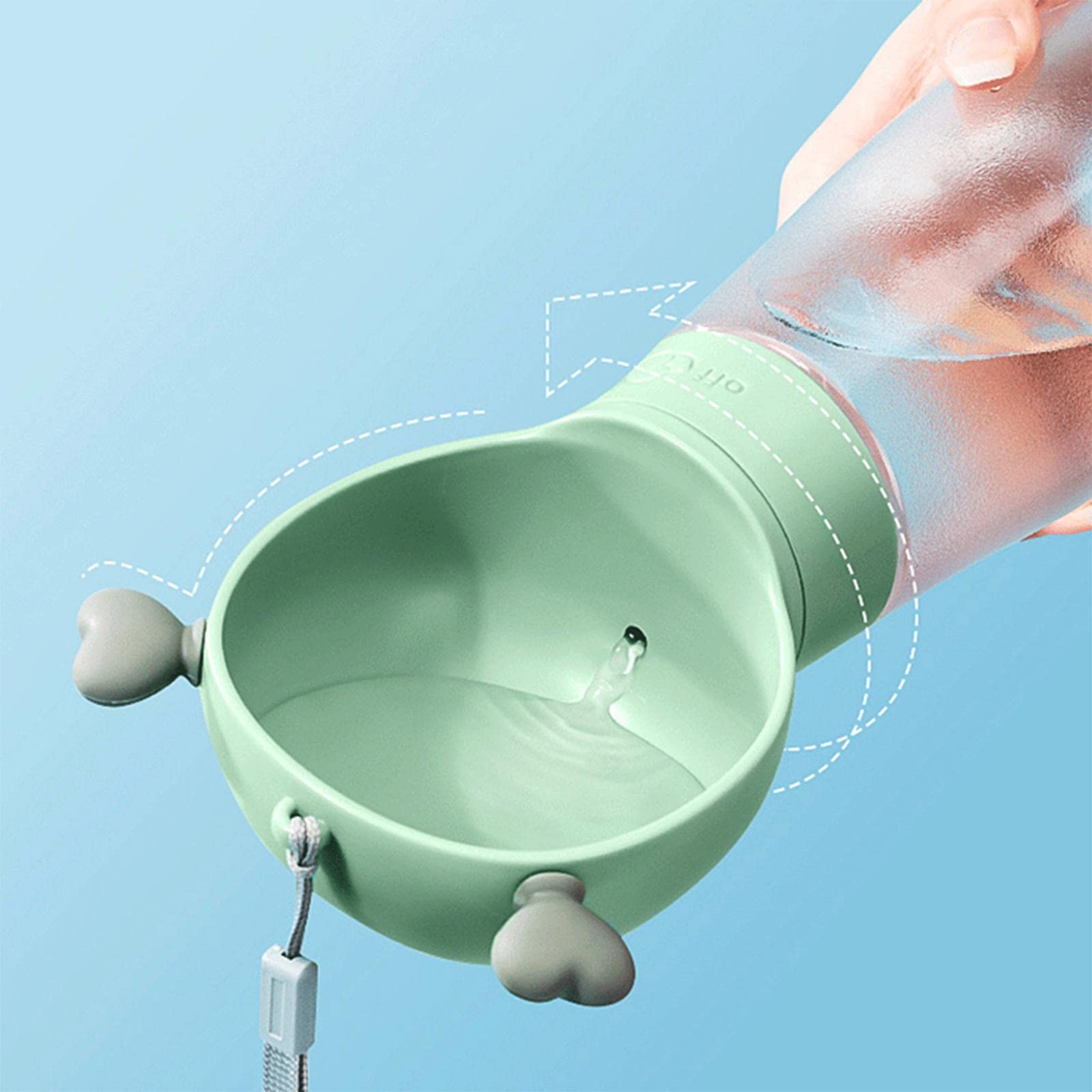 Enakshi 350ml Portable Dog Water Bottle with Bowl - Leak-Proof Travel Water Dispenser for Dogs, Green | Pet Supplies for Hiking, Walking & Outdoor Adventures