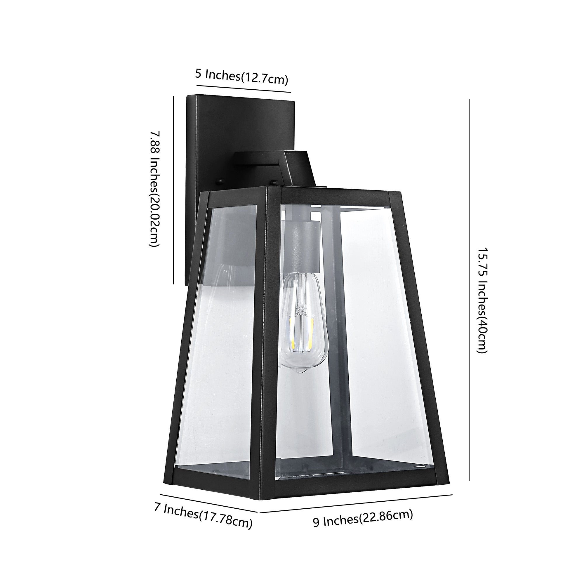 Modern Industrial Angled LED Outdoor Lantern - 9 Iron/Glass Design for Pasadena Style - Perfect for Porch, Patio, Garden & Entryway Lighting