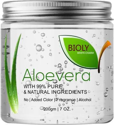 Bioly White Charm Aloe Vera Gel - 200 GM for Skin Care, Hair Care, Sunburn Relief & Dark Circle Treatment | Natural Moisturizer for Face, Body & Scalp | Multipurpose Beauty & Healing Solution