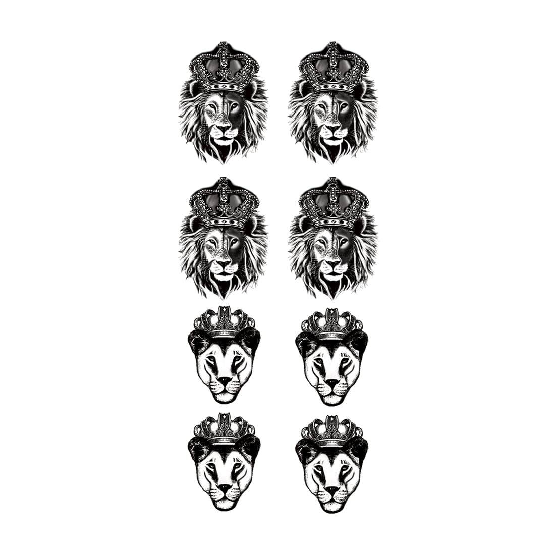 King Lion & Queen Lioness Temporary Tattoos - Waterproof Fake Body Art for Men & Women - Perfect for Parties, Halloween & Costume Events