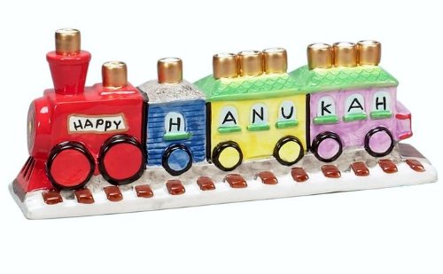 Handcrafted Ceramic Train Menorah - Elegant Hanukkah Candle Holder for Jewish Holidays, Home Decor & Gift Giving | Perfect for Hanukkah Celebrations, Table Centerpieces, and Jewish Tradition Displays