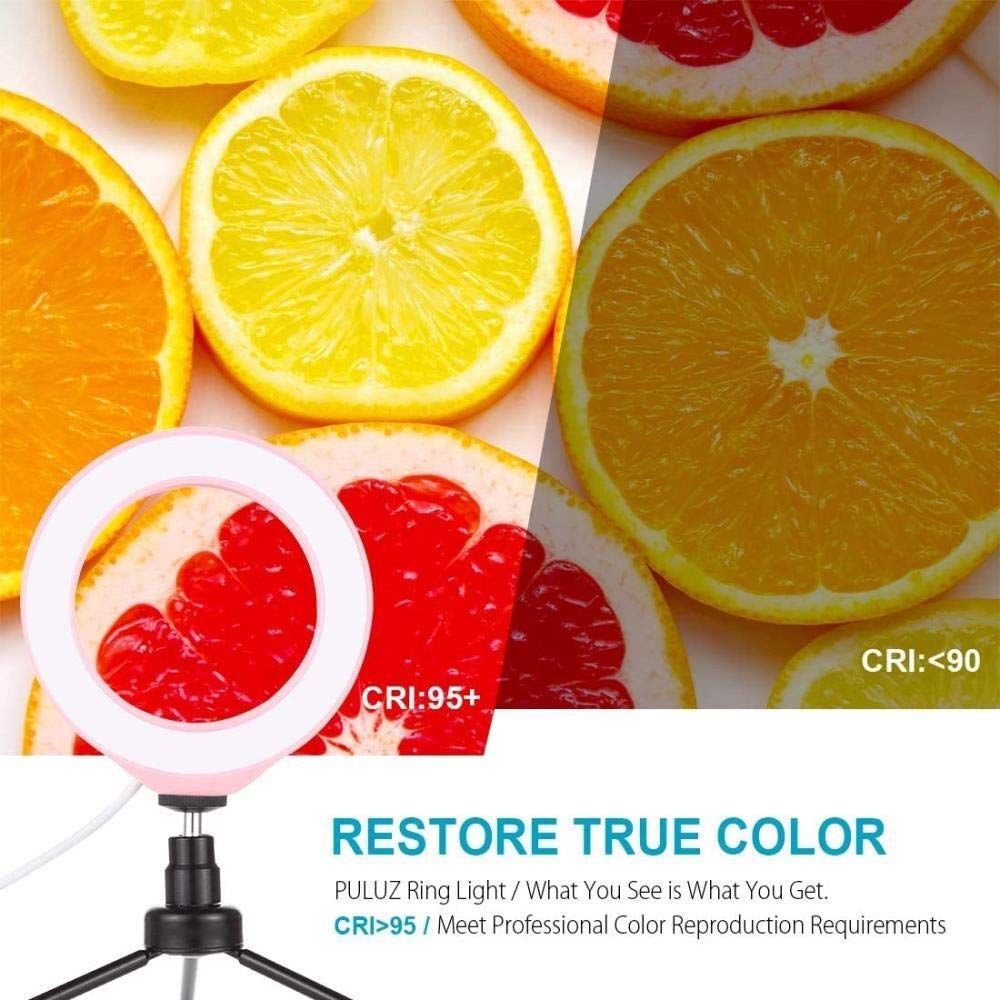 HMTE 4.7 Inch LED Ring Light with Stand - Pink Photography Lighting for Camera, Live Streaming, YouTube Videos, TikTok, Makeup & Selfies - Dimmable Fill Light for Content Creators & Home Studio