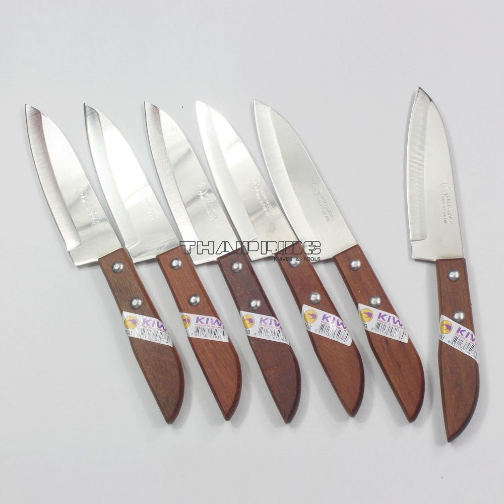 Premium Thai Kitchen Steak Knives Set - 6-Piece Stainless Steel Kiwi 503 Knives for Steak, Meat Cutting & BBQ - Perfect for Home Cooking, Restaurants & Outdoor Grilling