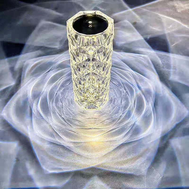 Rose Crystal LED Night Light - USB Rechargeable Acrylic Diamond Table Lamp with Touch Control, Perfect for Bedroom, Nursery, Gift & Home Decor