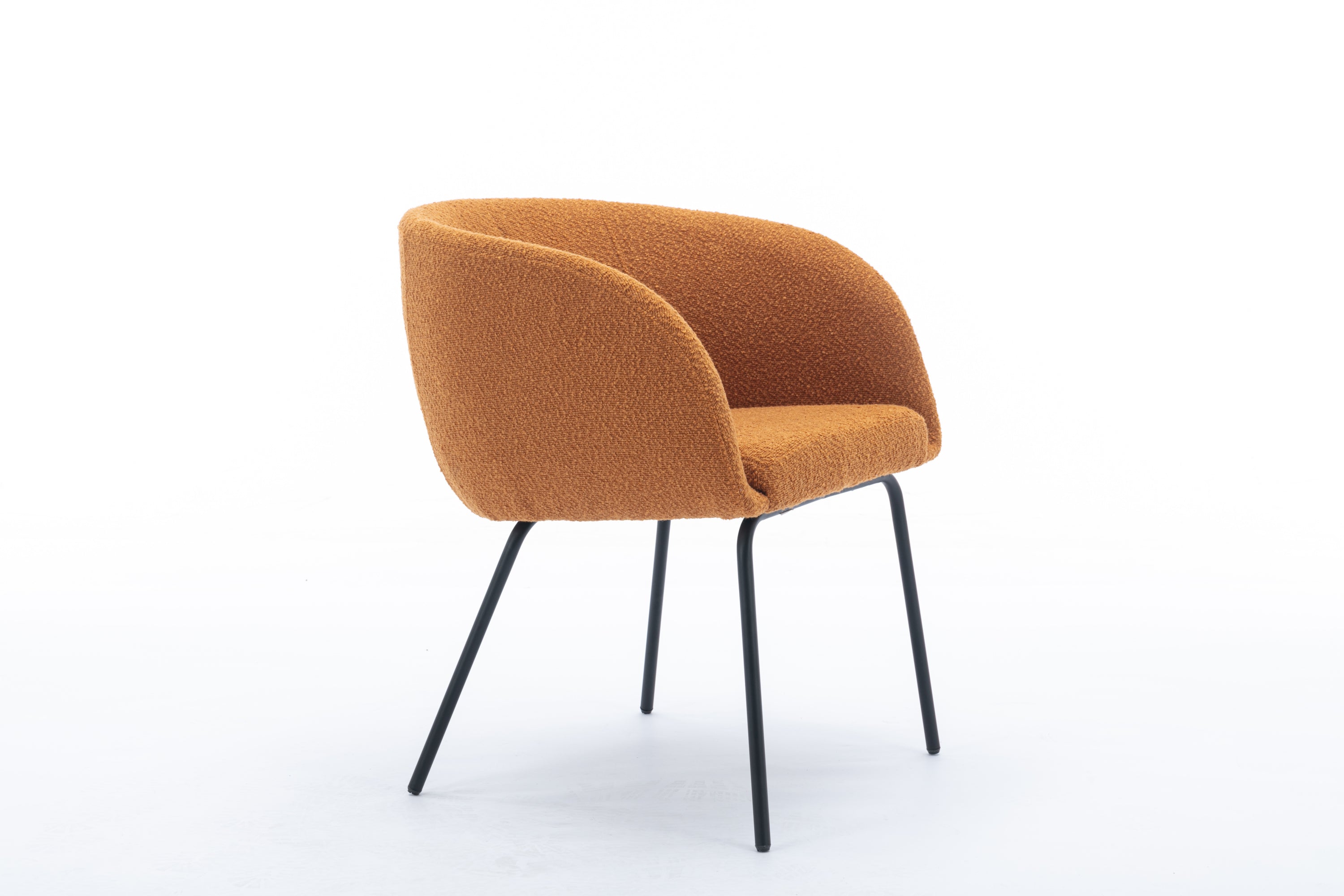 Boucle Fabric Dining Chair with Black Metal Legs - Set of 1 - Modern Upholstered Accent Chair for Kitchen, Dining Room, or Office