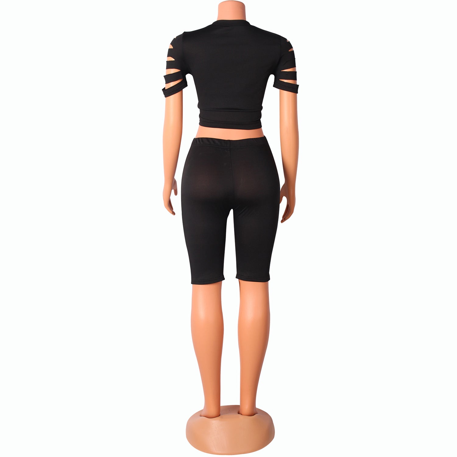 Trendy Casual Women's Sports Suit with Distressed Hole Design - Perfect for Gym, Yoga & Streetwear Fashion