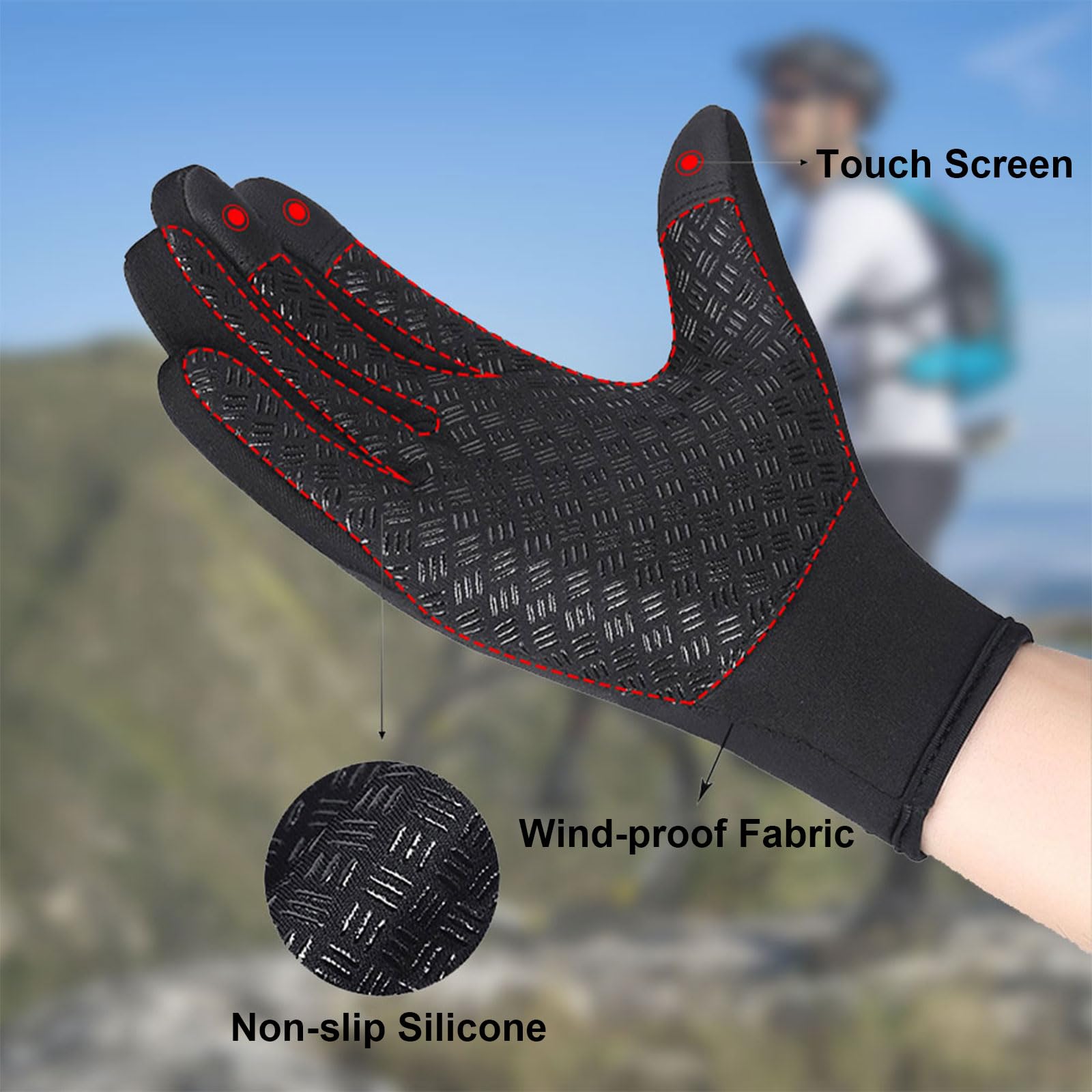 Winter Gloves for Men & Women - Anti-Slip Touchscreen, Windproof & Thermal Cycling Gloves for Cold Weather - Perfect for Walking, Riding, Driving & Outdoor Activities