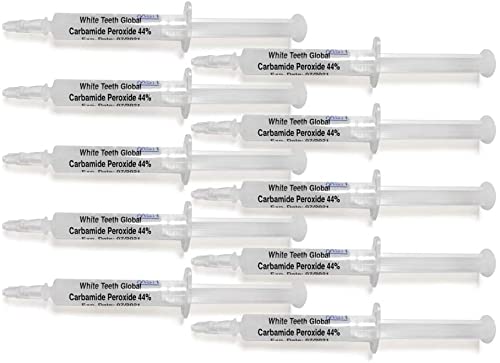 10 Syringes (3ml) 44% Carbamide Peroxide Teeth Whitening Gel - Professional Strength for Brighter Smile | At-Home & Dental Office Use