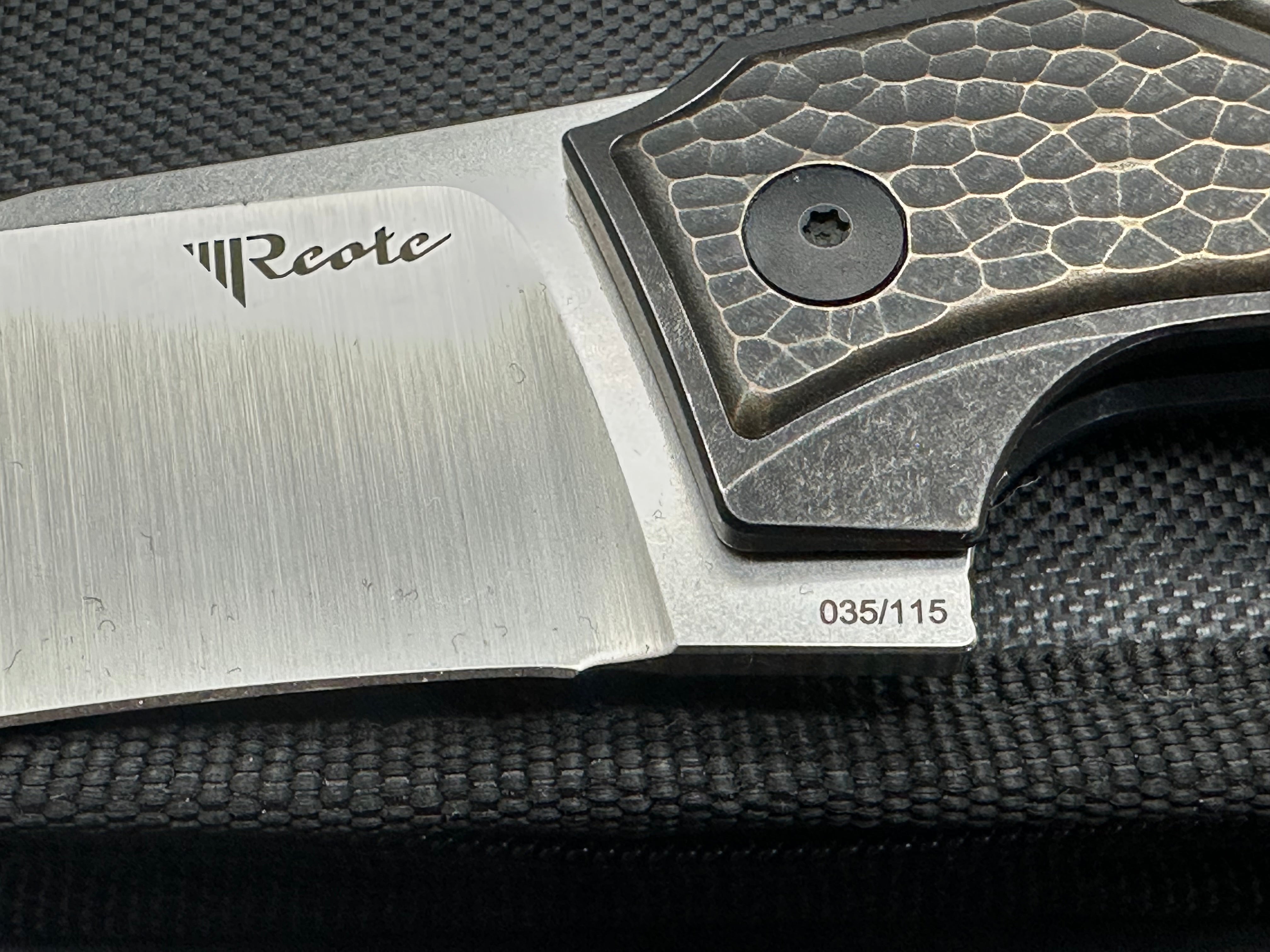 Reate Tashi Bharucha T3500 Folding Knife - Bronze Titanium Frame with Textured Brass Inlays | EDC Pocket Knife for Outdoor, Camping & Everyday Carry
