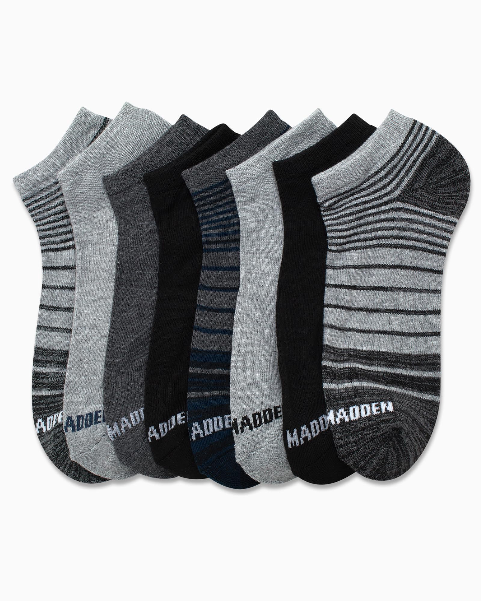 Steve Madden Men's Low Cut No Show Athletic Socks 8-Pack - Half Cushioned Performance Ankle Socks for Men (Size 10-13) - Perfect for Running, Gym & Casual Wear
