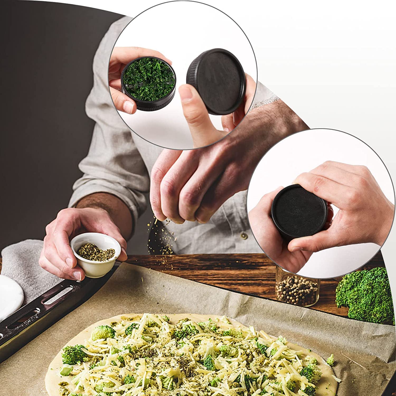 4 Layer Zinc Alloy Herb Grinder with Pollen Catcher & Scraper - Portable Mini Crusher Mill for Dry Herbs - Includes Cleaning Brush - Perfect for Travel, Camping & Home Use (50mm, Black)