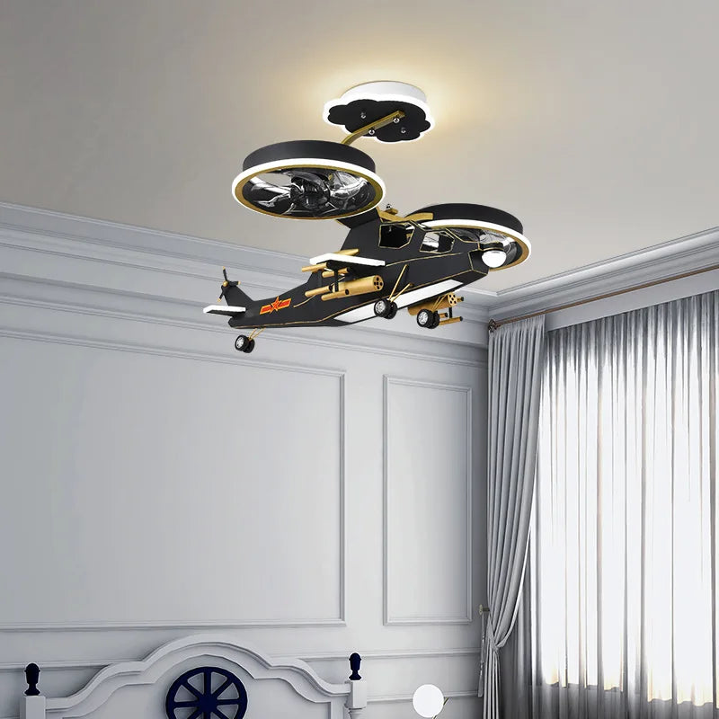 Kids Room Fighter Combat Helicopter Ceiling Light - Cool Military Aircraft Night Light for Boys Bedroom, Nursery & Playroom Decor | Perfect for Themed Bedrooms, Birthday Gifts & Aviation Enthusiasts