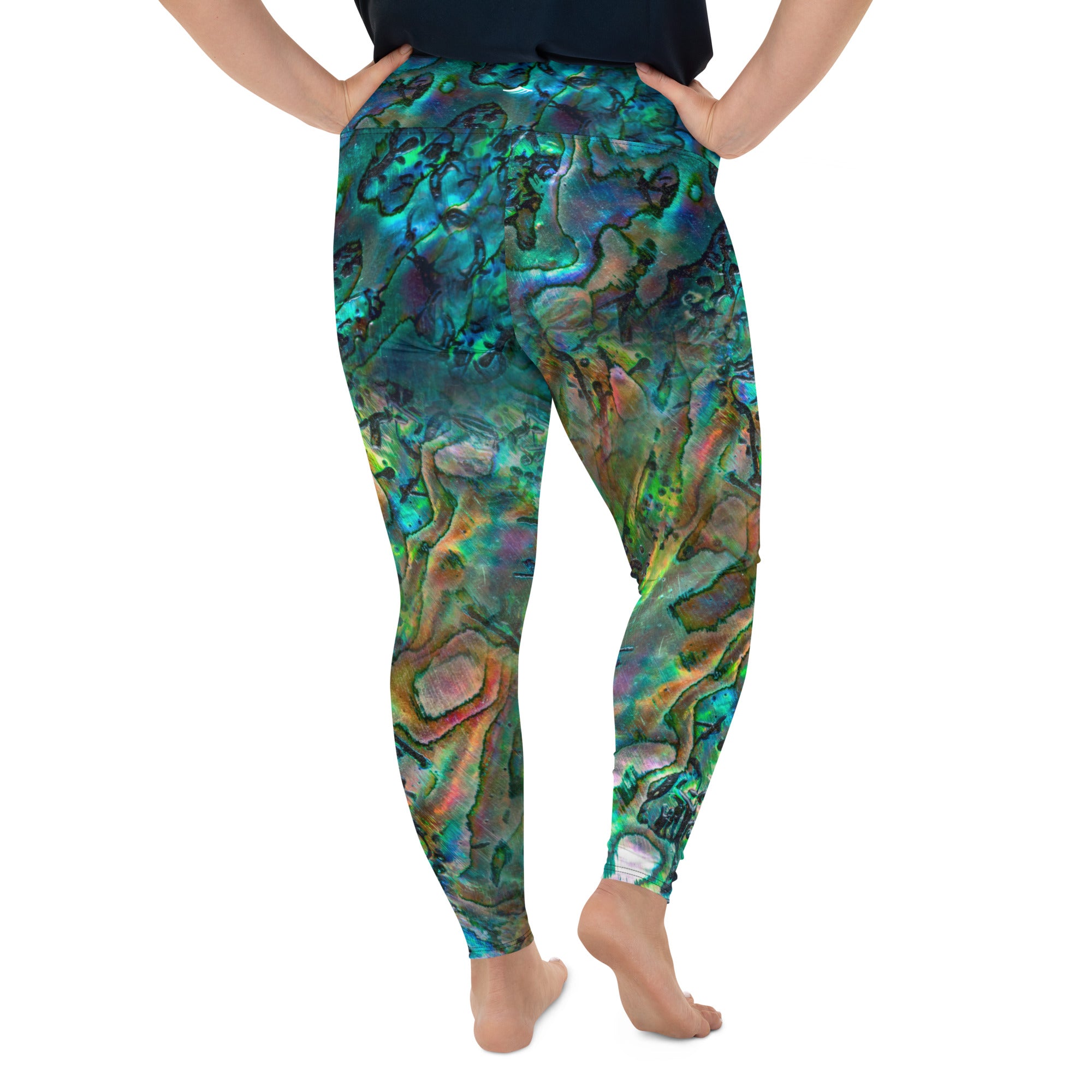 Plus Size Abalone Swim Leggings - High Waisted Tummy Control Swimwear for Women - Perfect for Beach, Pool & Water Sports