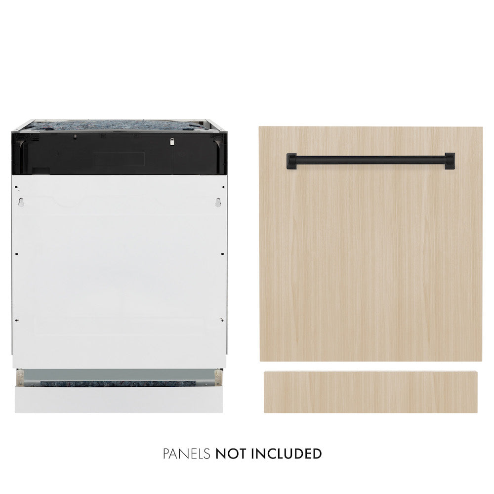 ZLINE Autograph Edition 24 Inch Built-In Dishwasher - Tallac Series with 3rd Rack, Top Controls & Tall Tub - Custom Panel Ready Matte Black Handle (51dBa) - Perfect for Modern Kitchens & Open Concept Homes