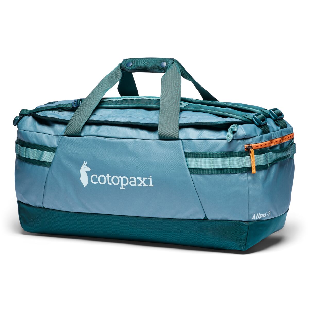 Cotopaxi Allpa Getaway 70L Travel Duffel Bag - Blue Spruce/Abyss - Perfect for Adventure Travel, Camping & Weekend Getaways