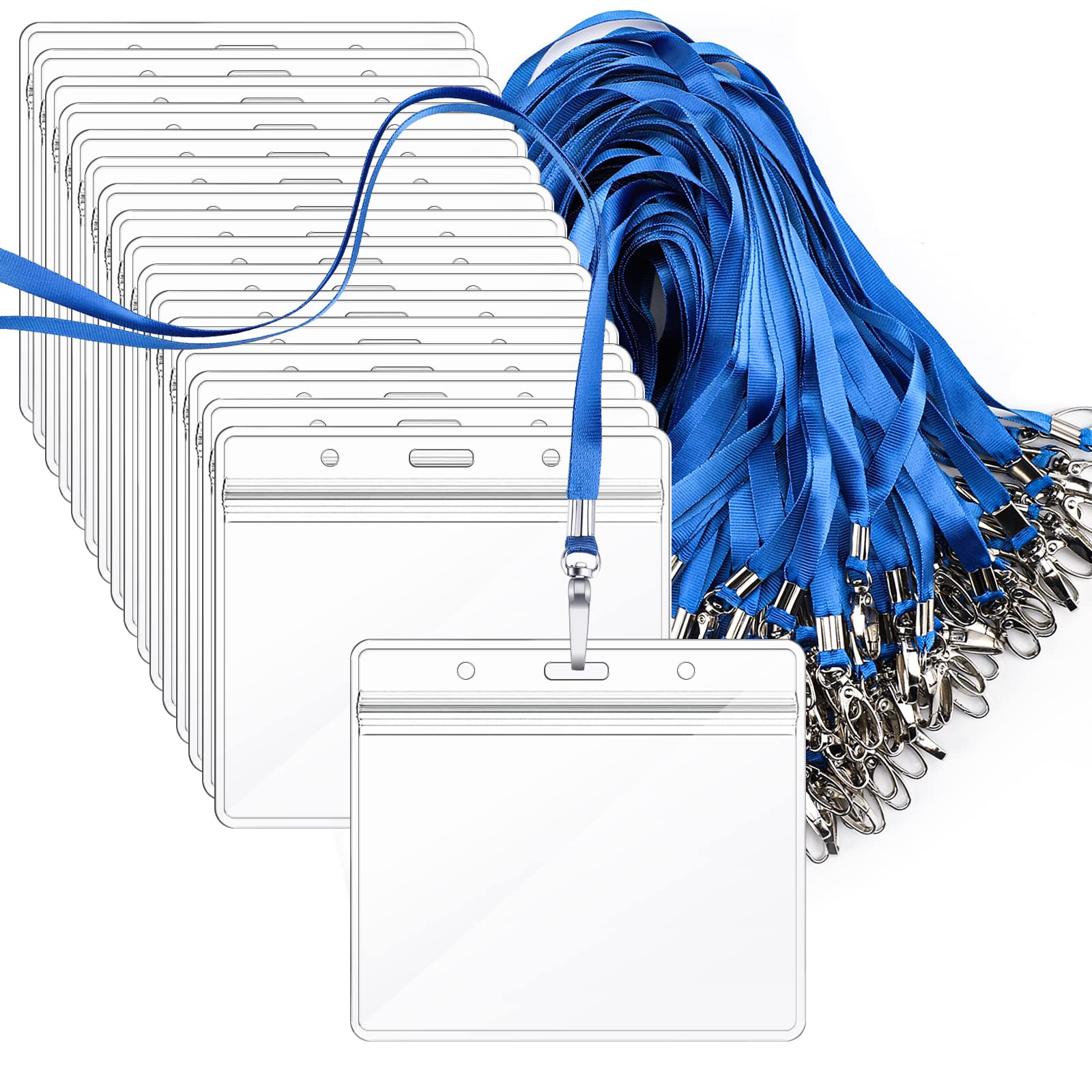 Segarty 100 Pack ID Lanyards with Clear Badge Holder - Waterproof for Office, School & Events