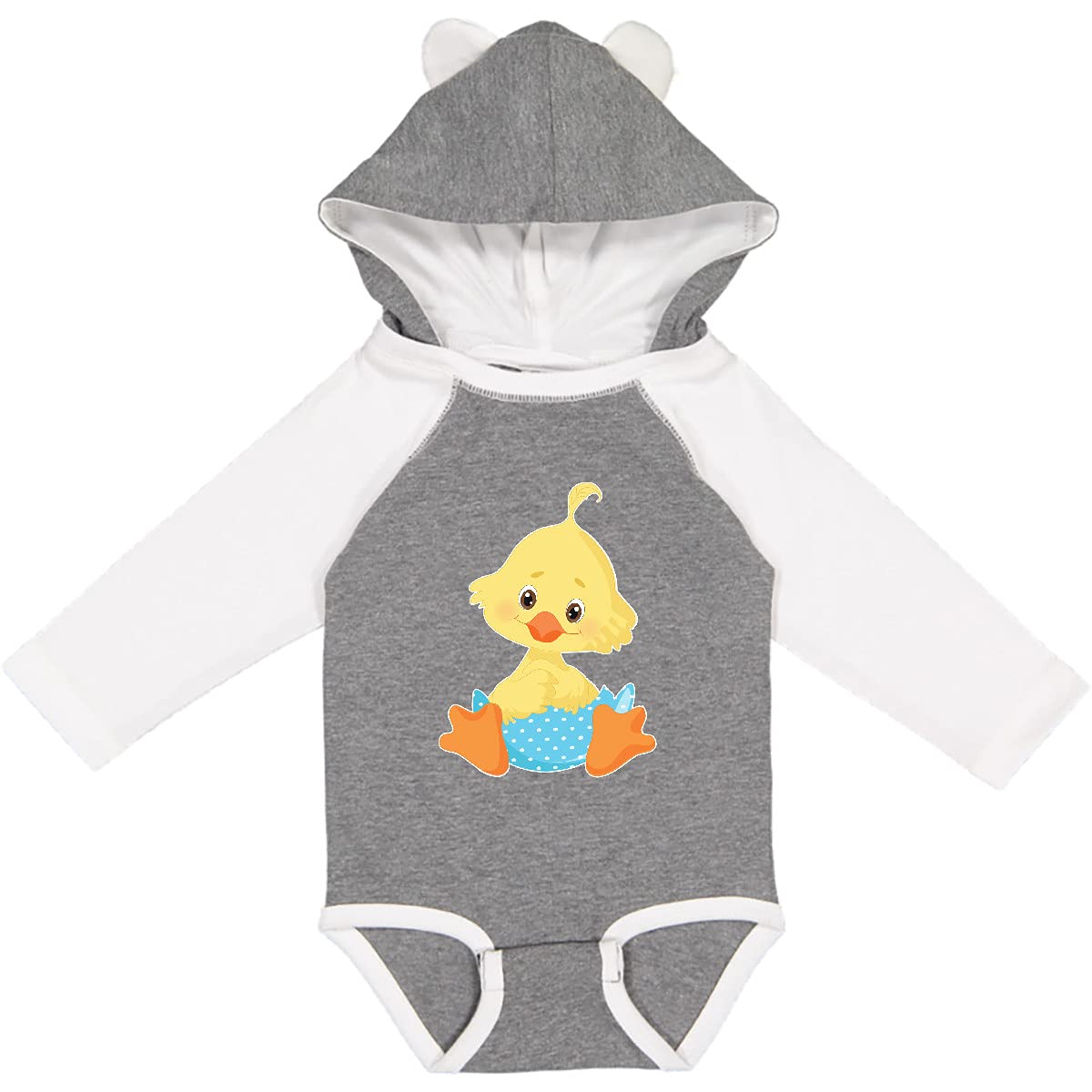 Inktastic Cute Easter Chick in Blue Easter Egg Baby Bodysuit - Long Sleeve Soft Cotton Creeper for Easter Photo Shoots & Spring Celebrations