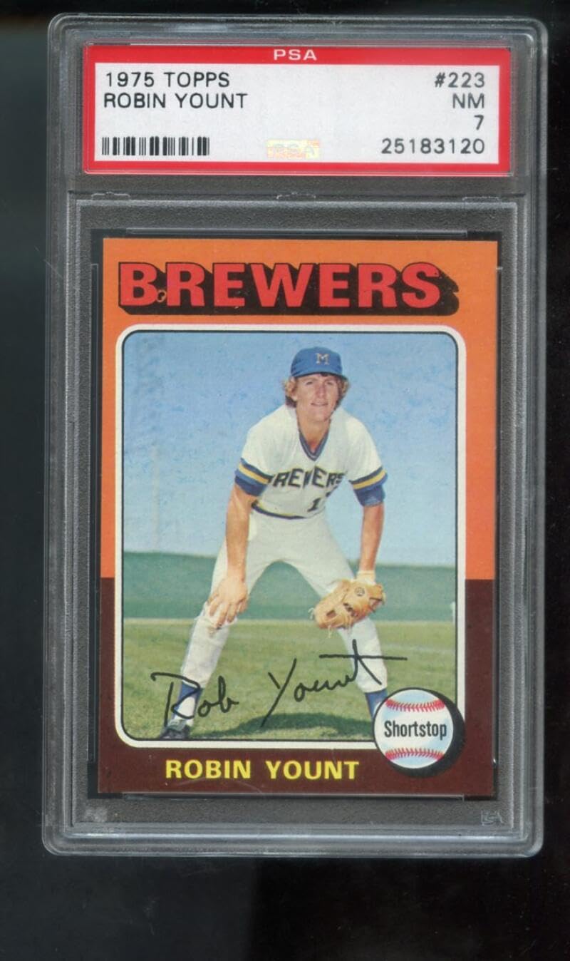 PSA Graded 7 Robin Yount 1975 Topps Baseball Card #223 - Vintage MLB Collectible for Sports Memorabilia Display & Investment