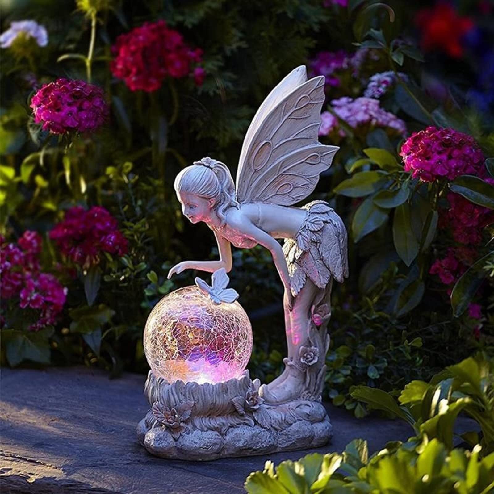 Solar Powered Outdoor Fairy Girl LED Lights - Waterproof Garden Yard Decor, Angel Figure Sculpture for Patio, Lawn & Landscape Lighting (01) - Perfect for Backyard Parties, Pathway Illumination & Romantic Ambiance