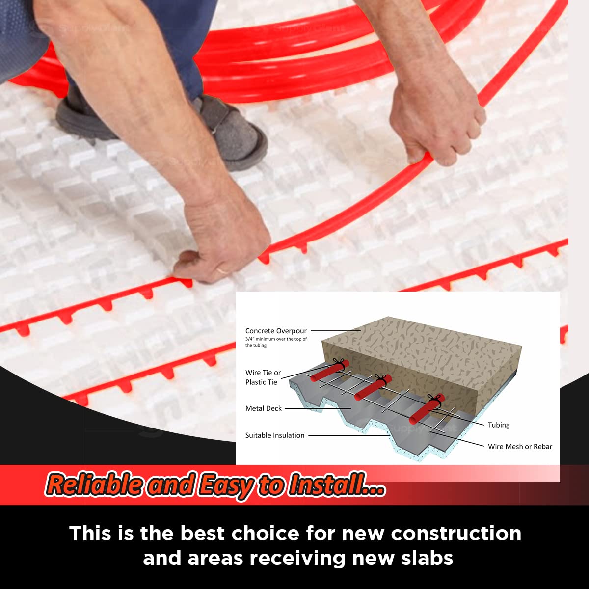 1/2 Inch x 500 Feet PEX-A Oxygen Barrier Tubing - Flexible PEX Pipe for Hydronic Radiant Floor Heating Systems - Red PEX Tubing Coil - Ideal for Home Heating, Snow Melting & Underfloor Heating Applications