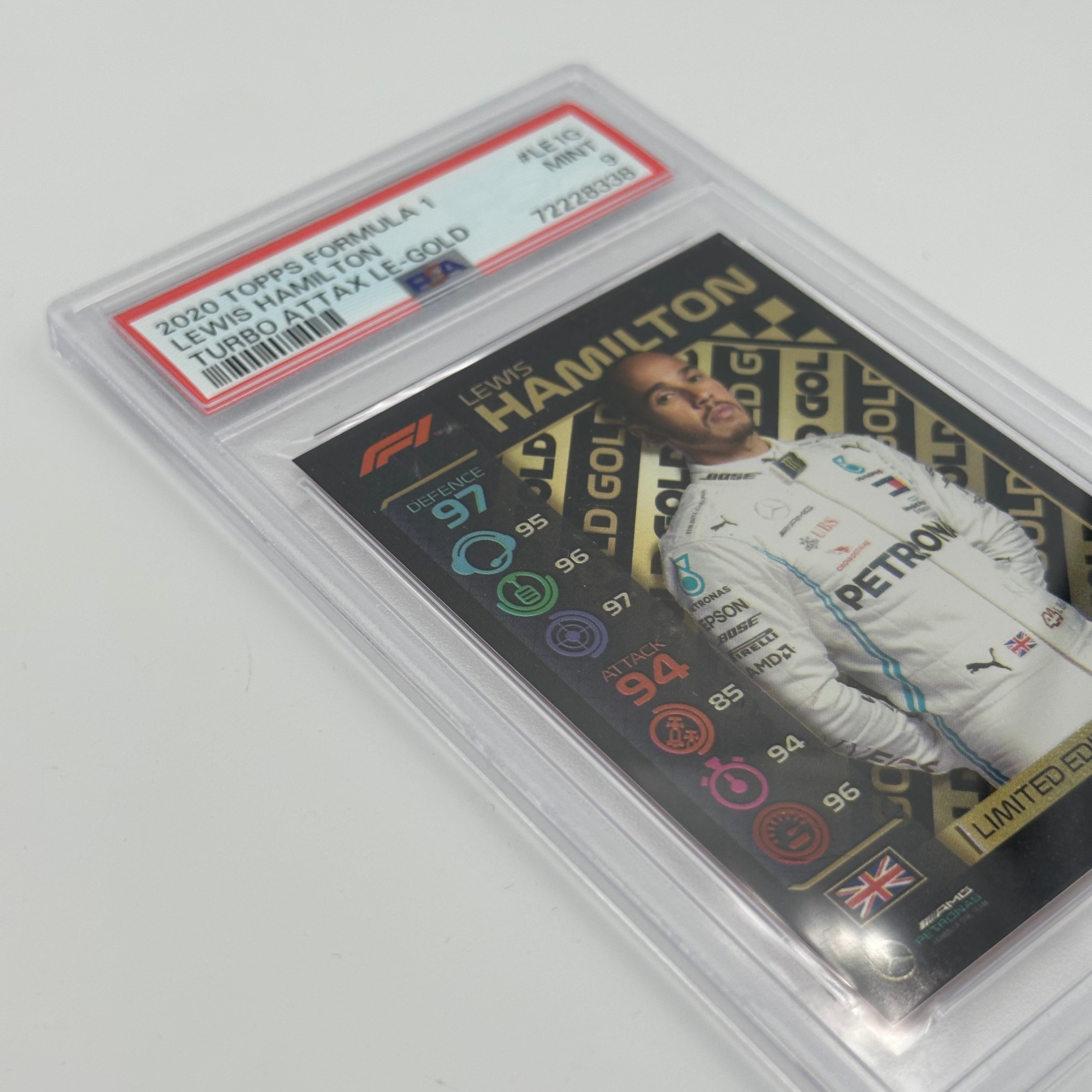 PSA 9 Graded LEWIS HAMILTON #LE1G Limited Edition Gold Trading Card - Perfect for Collectors, Sports Memorabilia Enthusiasts & F1 Racing Fans Display