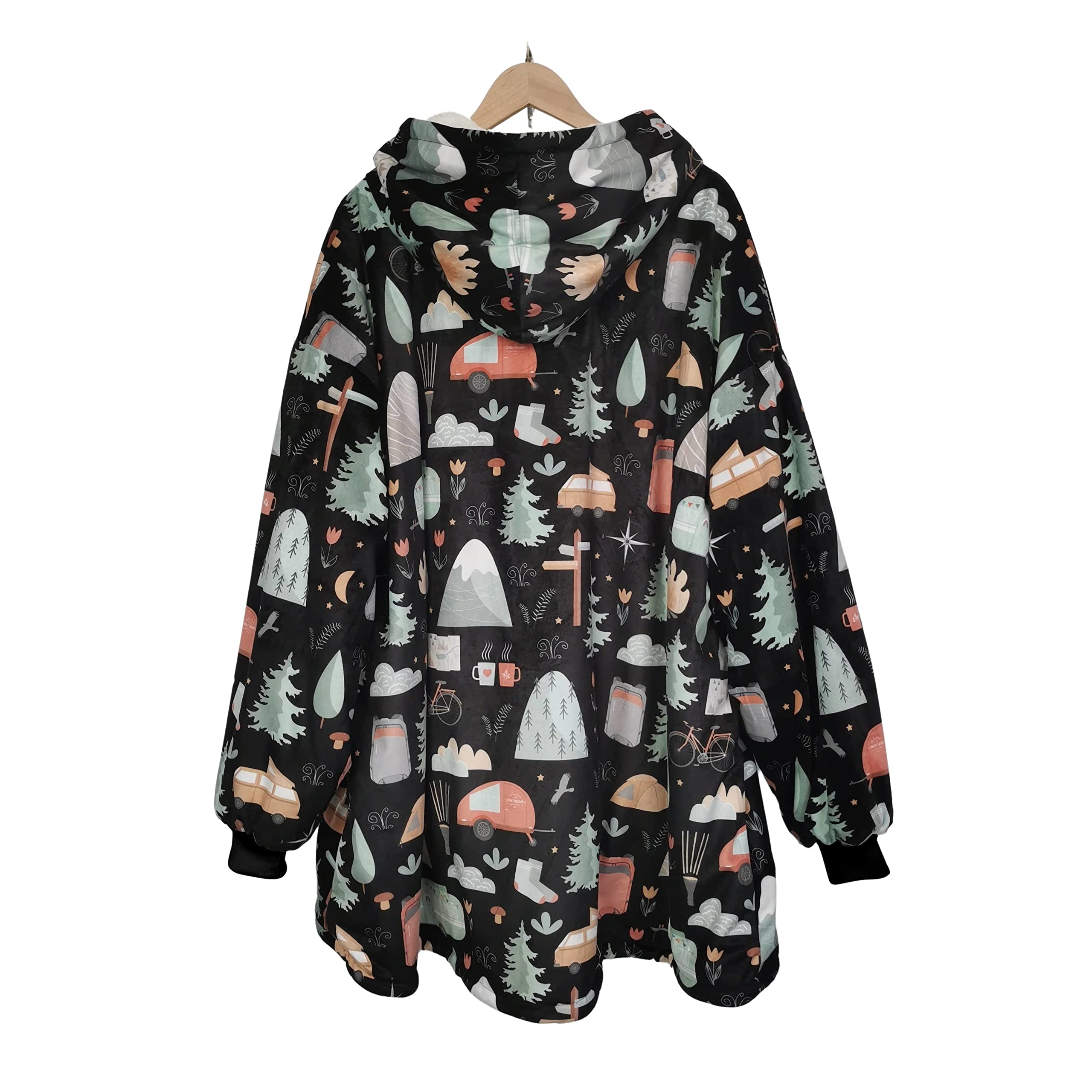 CozyCamp Hooded Wearable Blanket with Pocket - Soft Fleece Wearable Throw for Adults - Perfect for Camping, Fireplace Snuggling & Outdoor Lounging - Warm Comfortable Blanket Hoodie for Winter Nights, Movie Nights & Cabin Getaways
