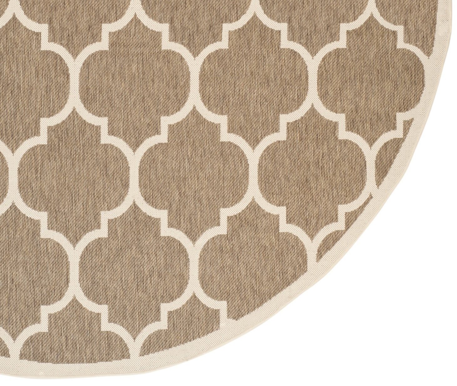 SAFAVIEH Courtyard Collection 7'1 Round Area Rug - Brown & Bone Trellis Design, Non-Shedding, Easy Care, Washable Indoor/Outdoor Rug for Patio, Backyard, Mudroom, Living Room & Bedroom (CY6914-242)
