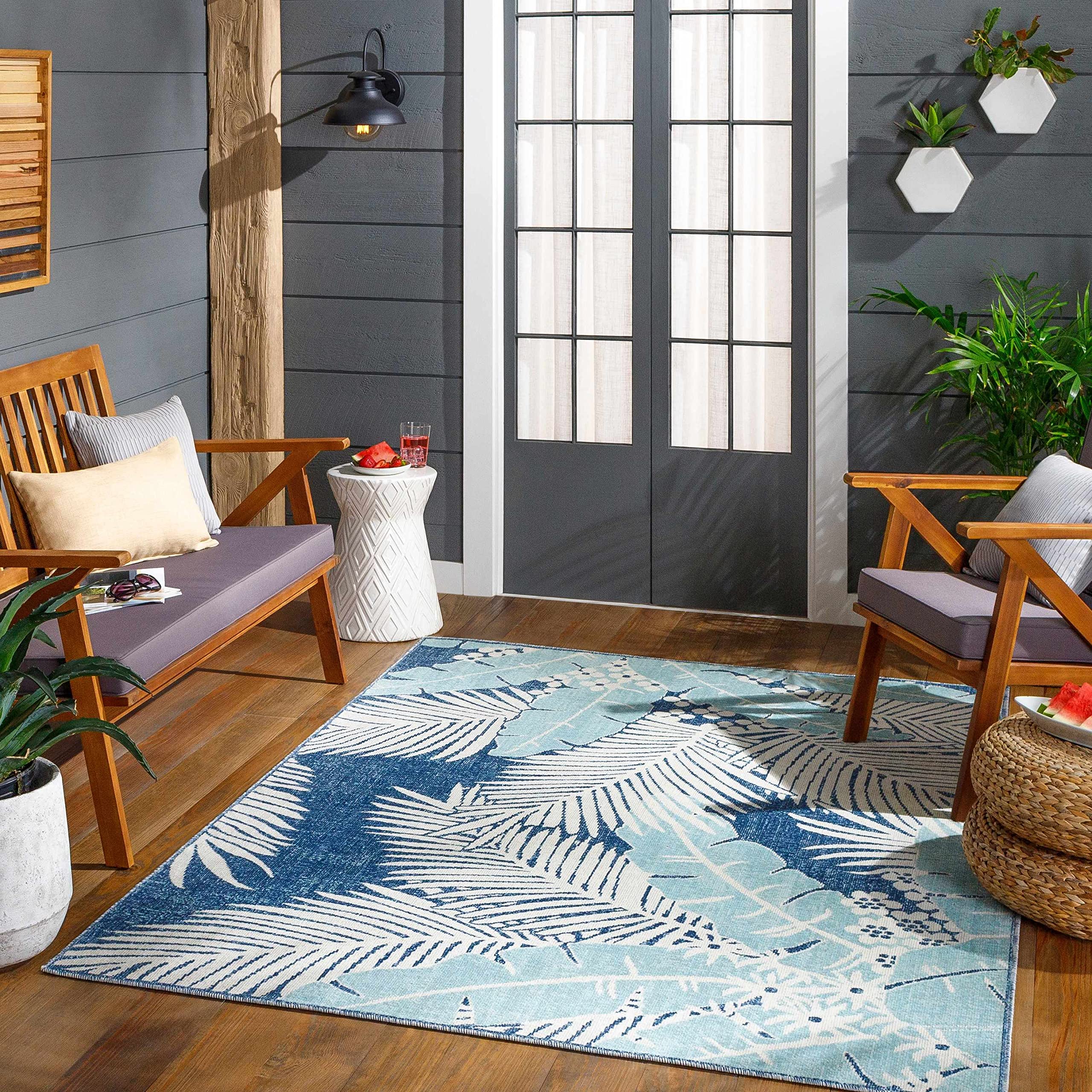 Coastal Blue & Beige Hauteloom Thebarton Area Rug 7'10
