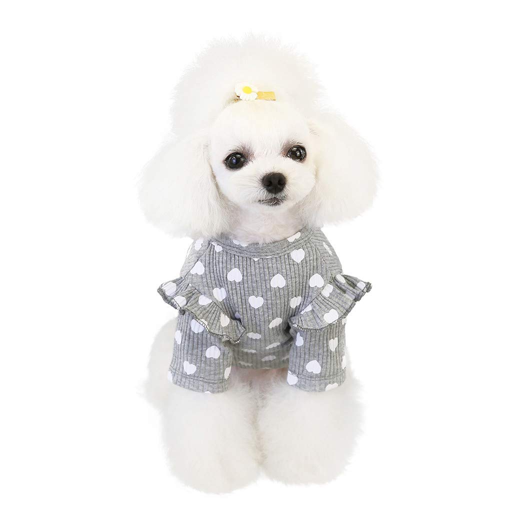 JKRED Winter Pet Clothes for Dogs - Warm Fleece Shirt (Grey, L) for Cold Weather