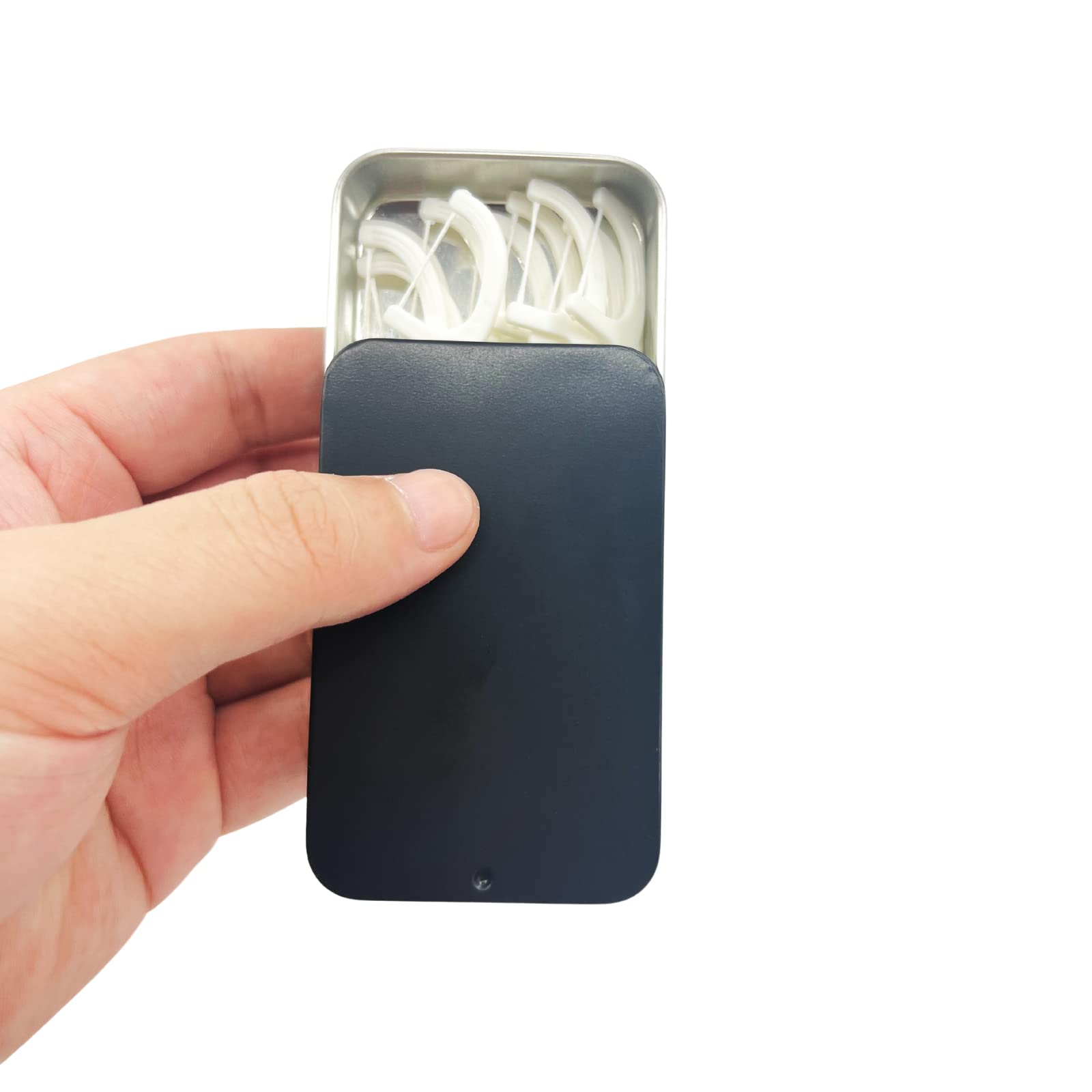 2 Pack Dental Floss Portable Case - Refillable Travel Floss Dispenser with 24 Picks & Storage Box | Mint Floss for Adults | Perfect for Travel, Office & Daily Oral Care (Black)