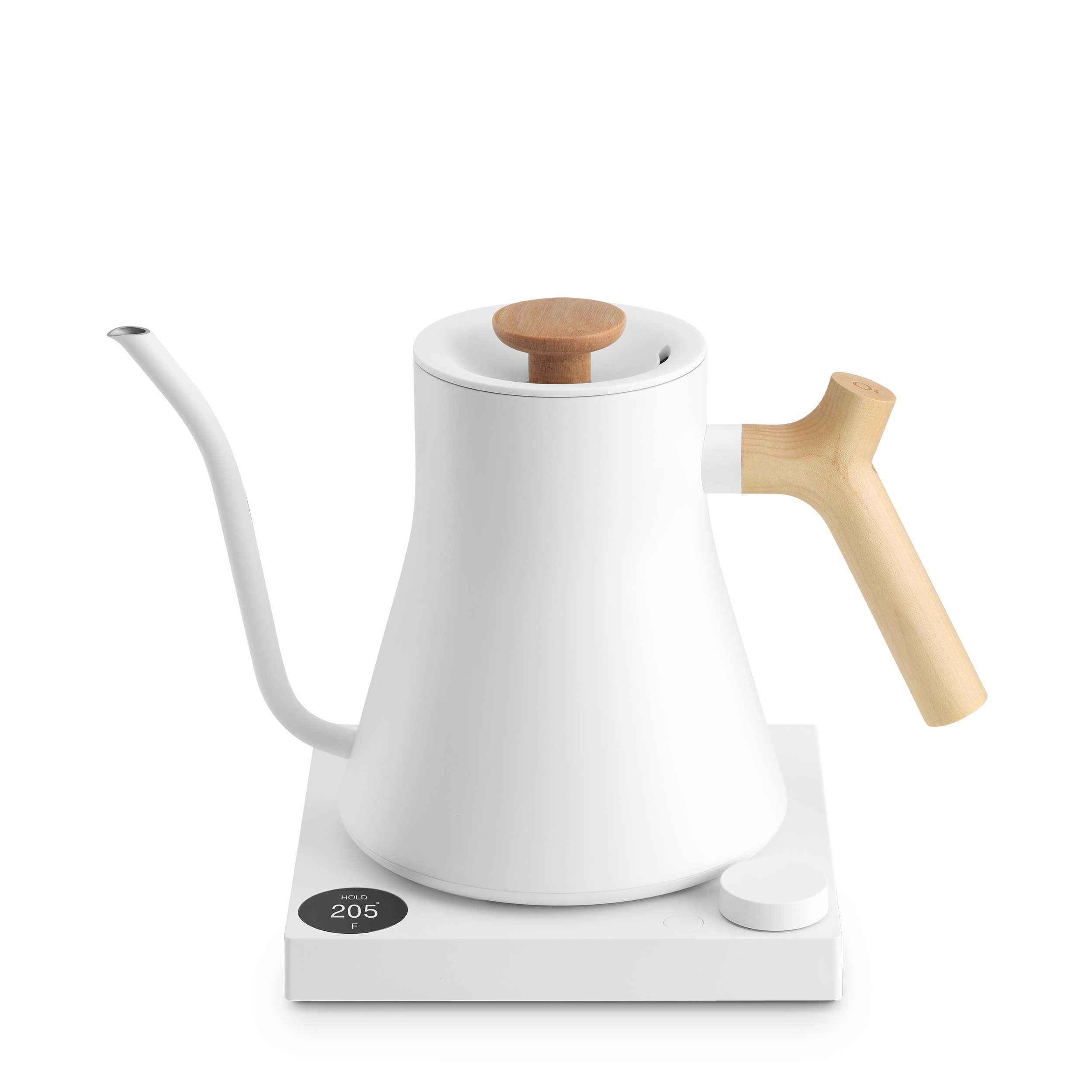 Fellow Stagg EKG Pro Electric Gooseneck Kettle - Matte White with Maple Wood Handle | Precision Pour-over Coffee & Tea Brewer for Home Baristas & Tea Enthusiasts