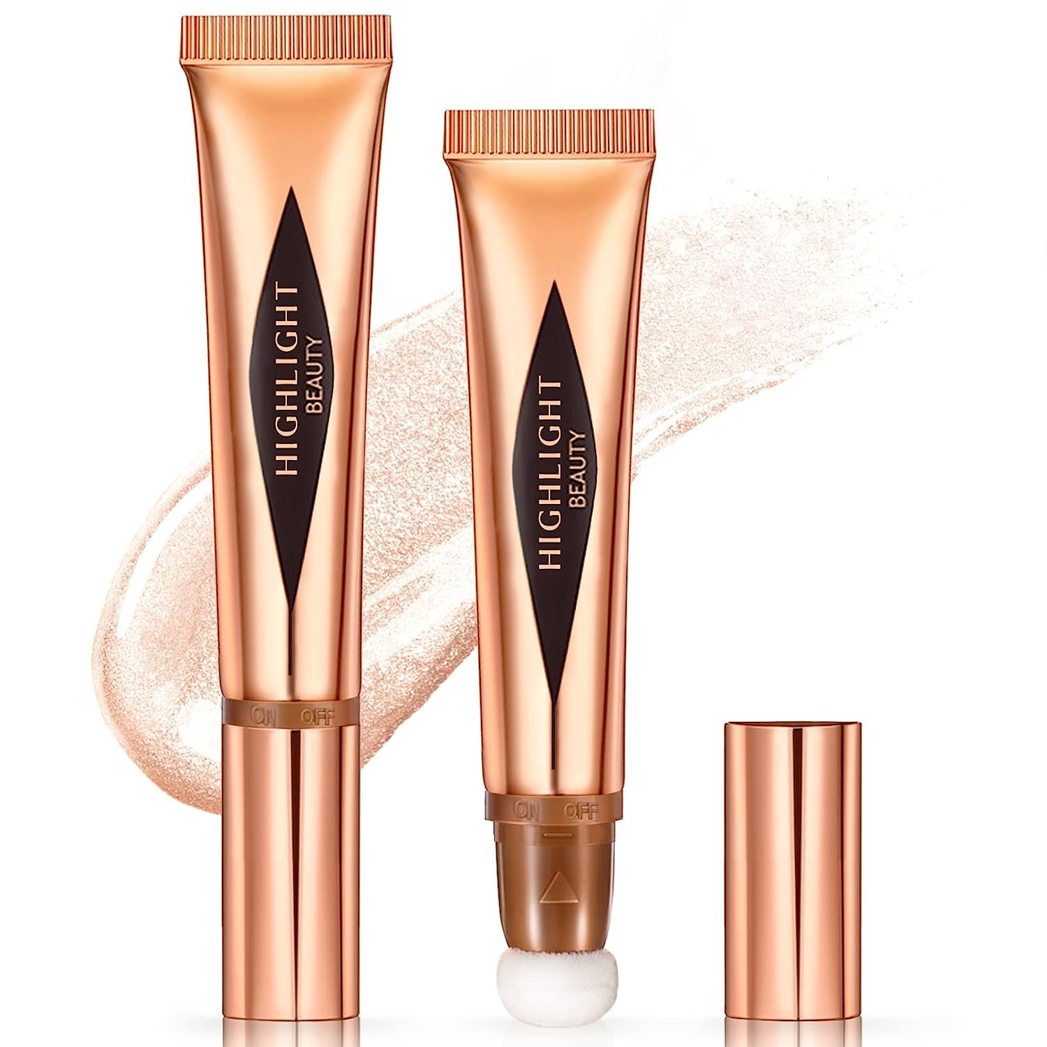 My Colors Liquid Highlighter Stick with Cushion Applicator - Soft Touch Long Lasting Natural Matte Finish - Silky Cream Face Highlighter & Contour Bronzer Stick for Everyday Glow & Night Out Makeup | Perfect for Highlighting Cheekbones, Nose Bridge & Cupid's Bow