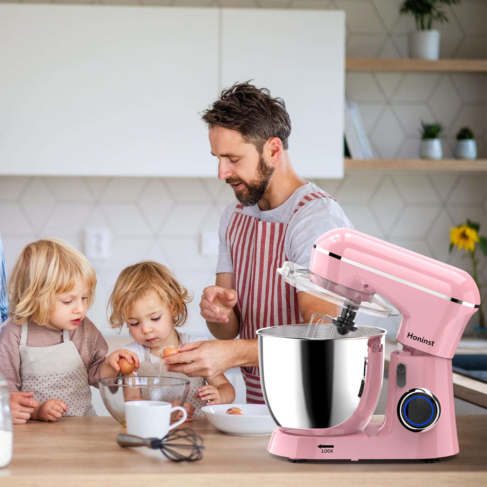 6.5QT 10-Speed Tilt-Head Electric Stand Mixer with Bowl - 3-in-1 Kitchen Mixer for Baking, Dough & Whipping - Includes Dough Hook, Whisk & Beater - Perfect for Cakes, Cookies & Home Cooking (Pink) - Ideal for Bakers, Home Chefs & Holiday Baking