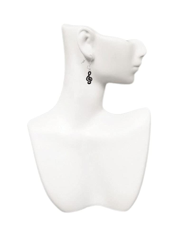 Delight Jewelry Sterling Silver Black Music Note Heart French Hook Earrings - Perfect for Concerts, Date Nights & Gift Giving