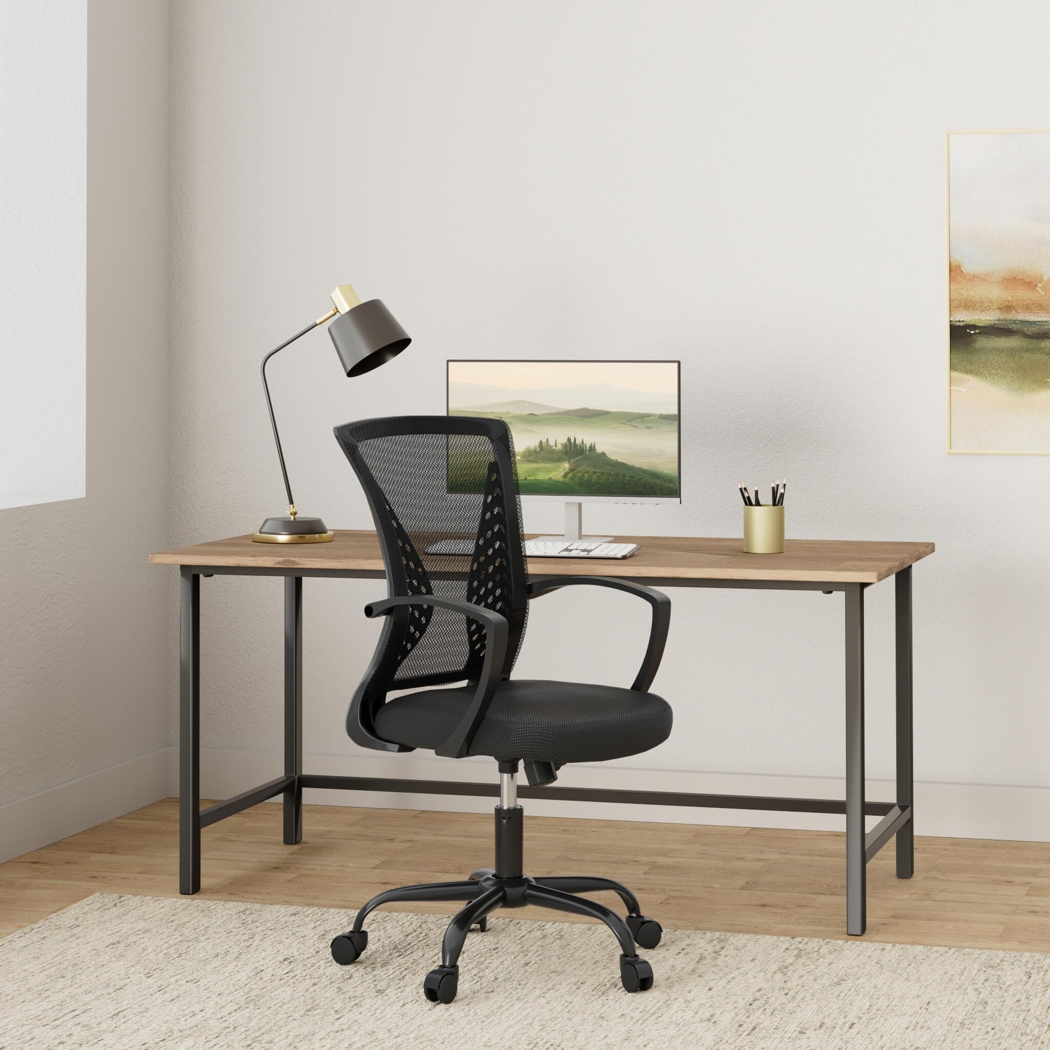 Ergonomic Mesh Office Chair with Lumbar Support - Adjustable Computer Desk Chair for Home, Conference & Meeting Rooms (Black) | Perfect for Long Work Hours, Gaming & Remote Work Setup