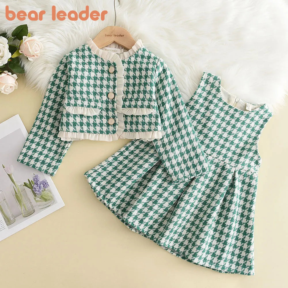 Bear Leader Baby Girls Clothes Set - Cute Cartoon Grape Knitted Outfit for Toddlers (2-4T) | Warm Winter & Autumn Clothing Suit | Perfect for Playdates, Family Photos & Holiday Gifts