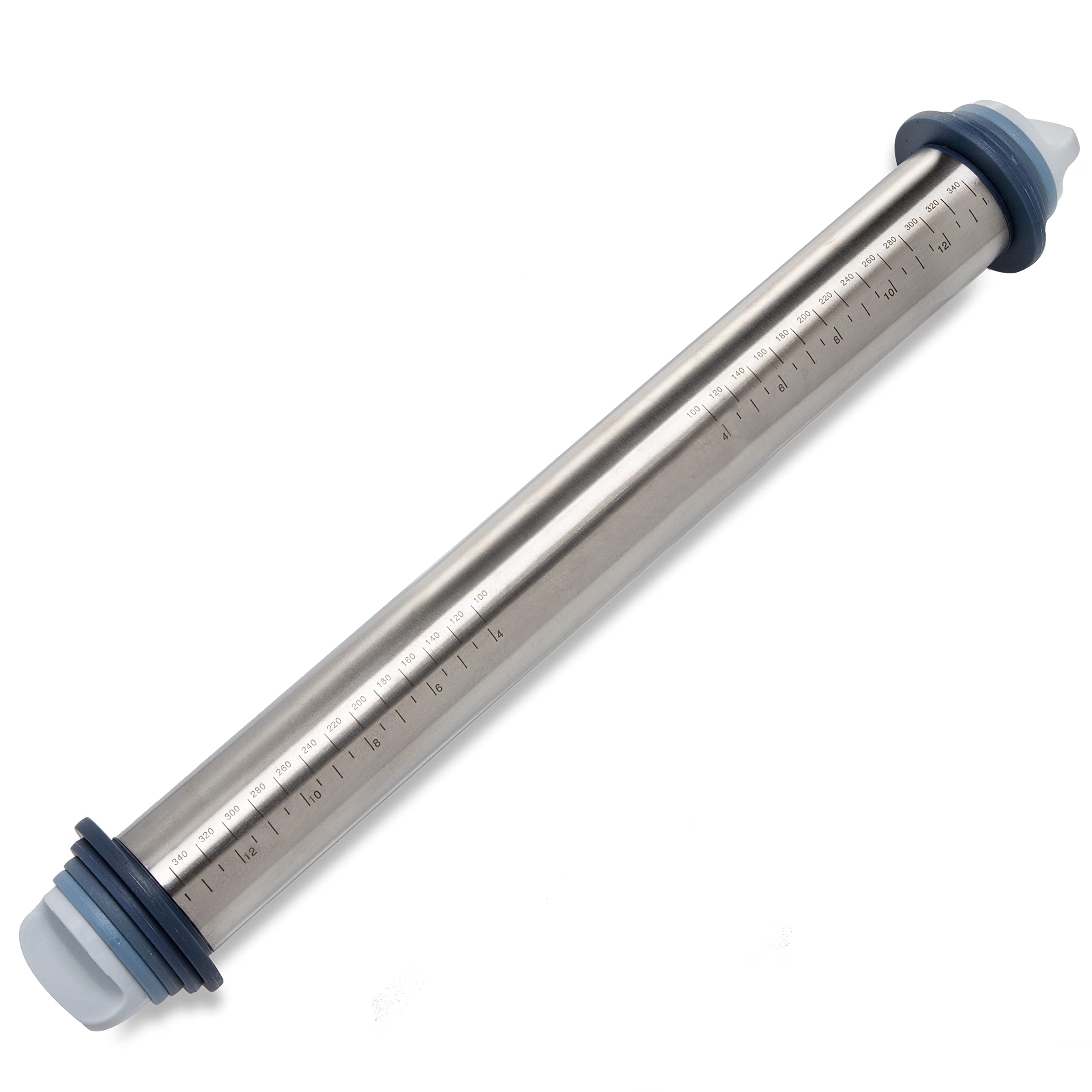 Adjustable Rolling Pin with Thickness Rings - Premium Stainless Steel Dough Roller with Non-Slip Silicone Bands for Baking, Pastry, Cookies, Pizza & Pasta | Perfect for Fondant, Pie Crust & Homemade Dough | Ideal for Bakers & Home Cooks | COOK WITH COLOR (Denim Blue)