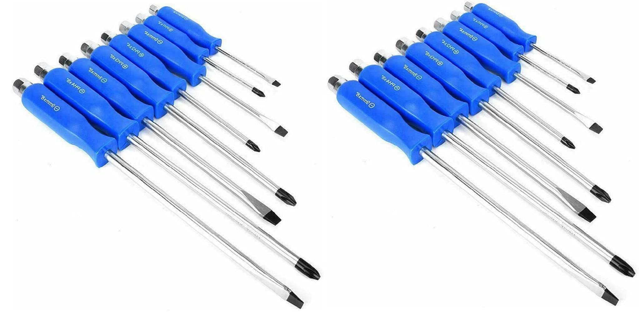 2-Piece 8-PC Heavy Duty Hammer Head Screwdriver Set with Magnetic Tips - Professional Commercial Grade Tools for Construction, Home Repair & DIY Projects (Jikkolumlukka)
