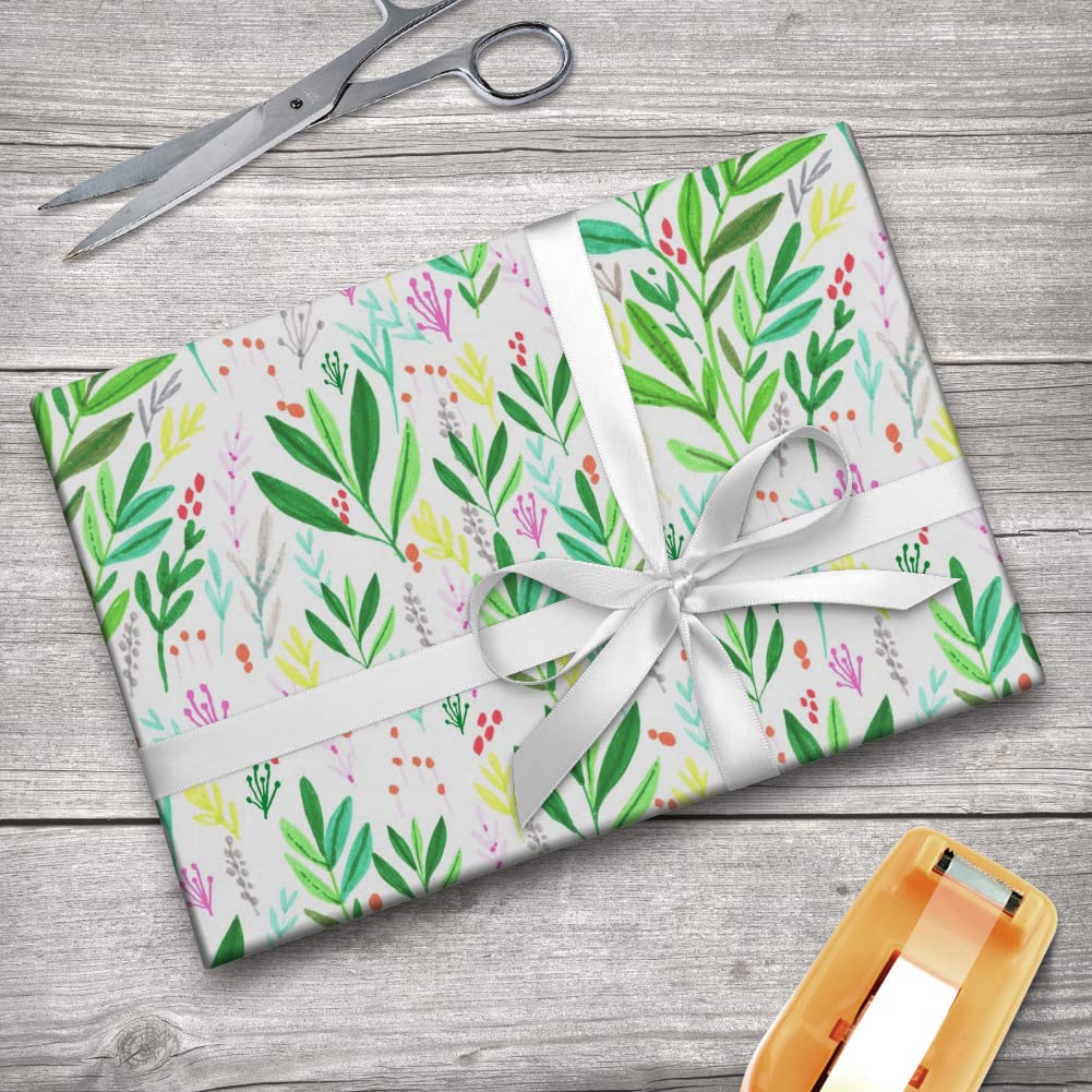 GRAPHICS & MORE Spunky Foliage Gift Wrap Paper Rolls - Eco-Friendly Wrapping Paper for Birthday, Christmas, Wedding Gifts & Party Decorations