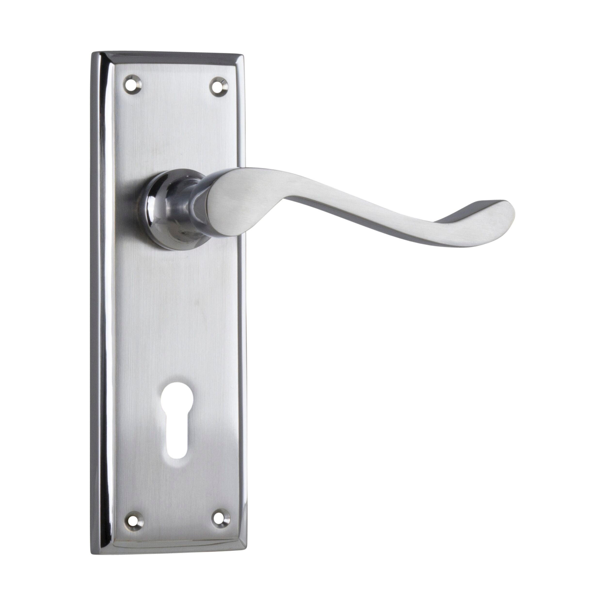 Camden Lock Door Lever Pair - Satin Chrome Finish with Polished Edge - 1097 Series - H152xW50xP60mm - Perfect for Residential & Commercial Doors